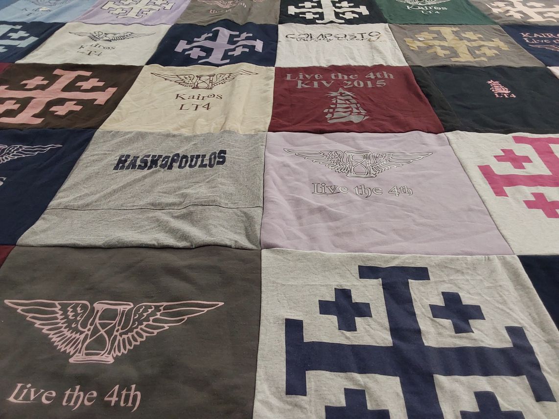 T-shirt quilt with faith, community themes by Mary from NY