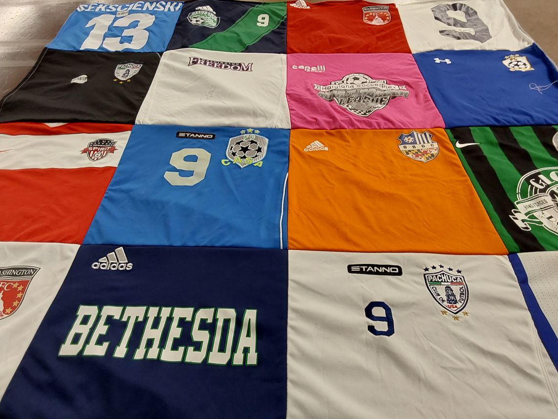 T-shirt quilt featuring washington spirit, pachuca by Mary Ann from MD