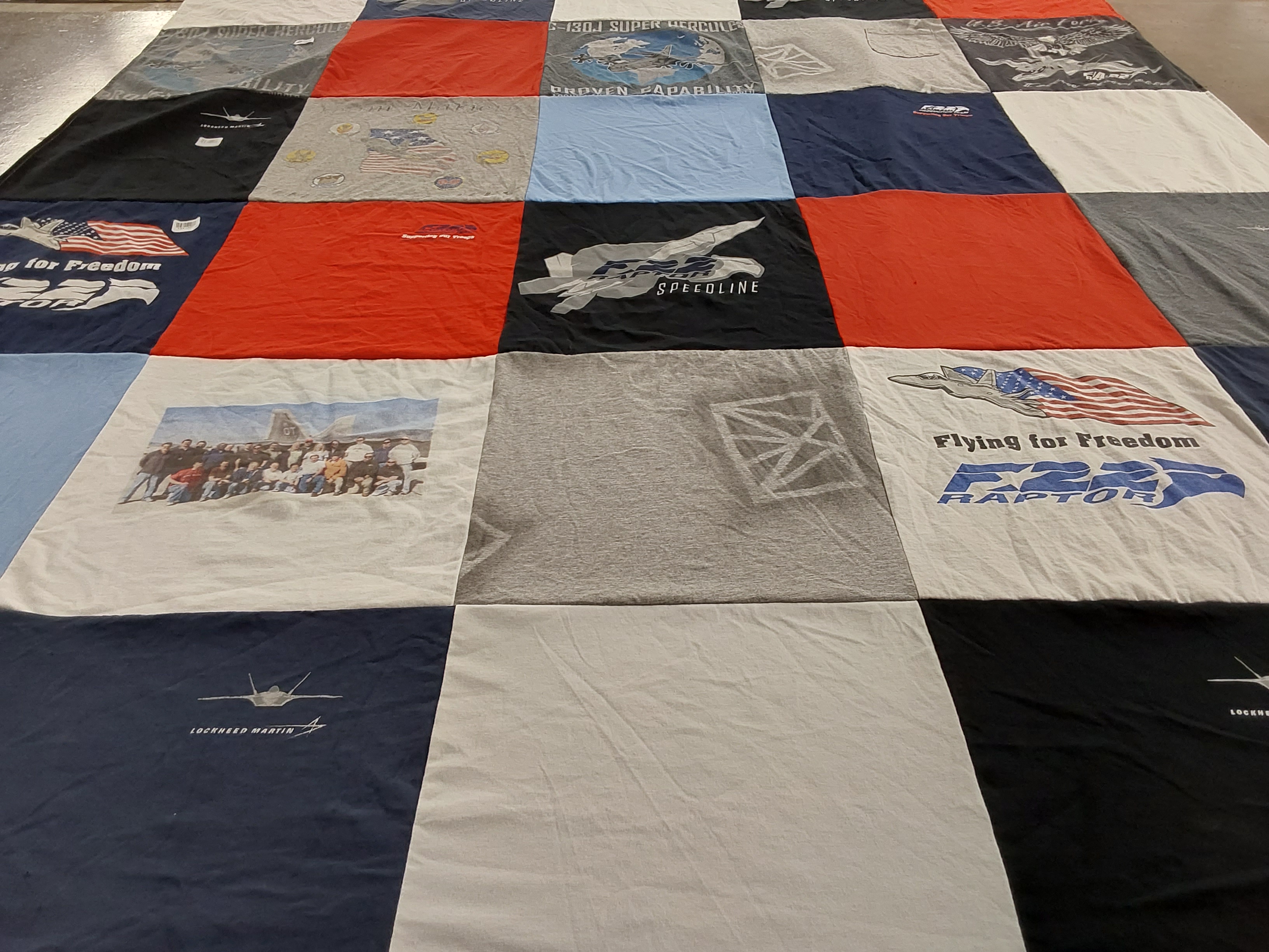 T-shirt quilt with aviation, military themes by Rennee from GA