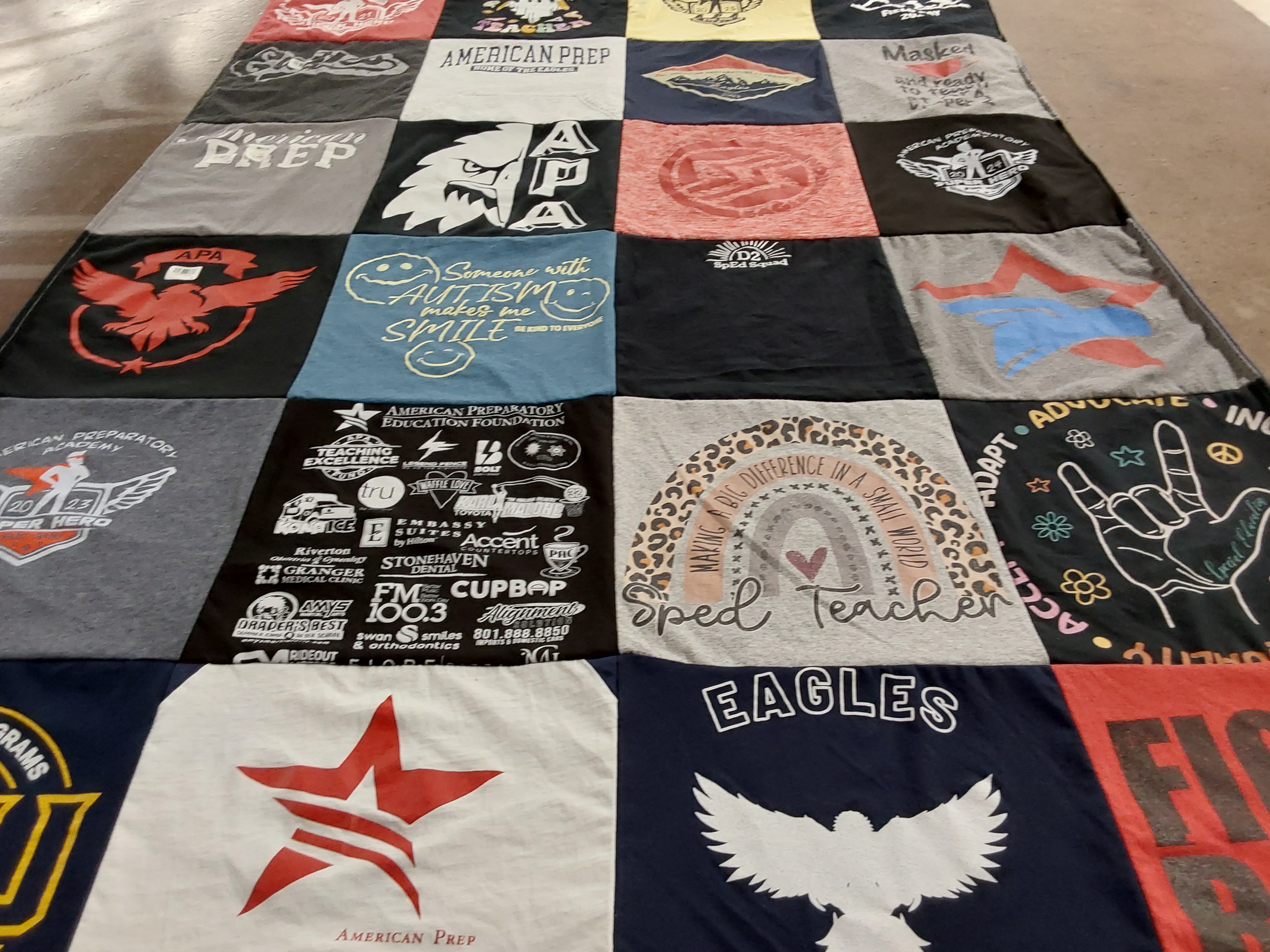 T-shirt quilt featuring eagles by Sarah from UT