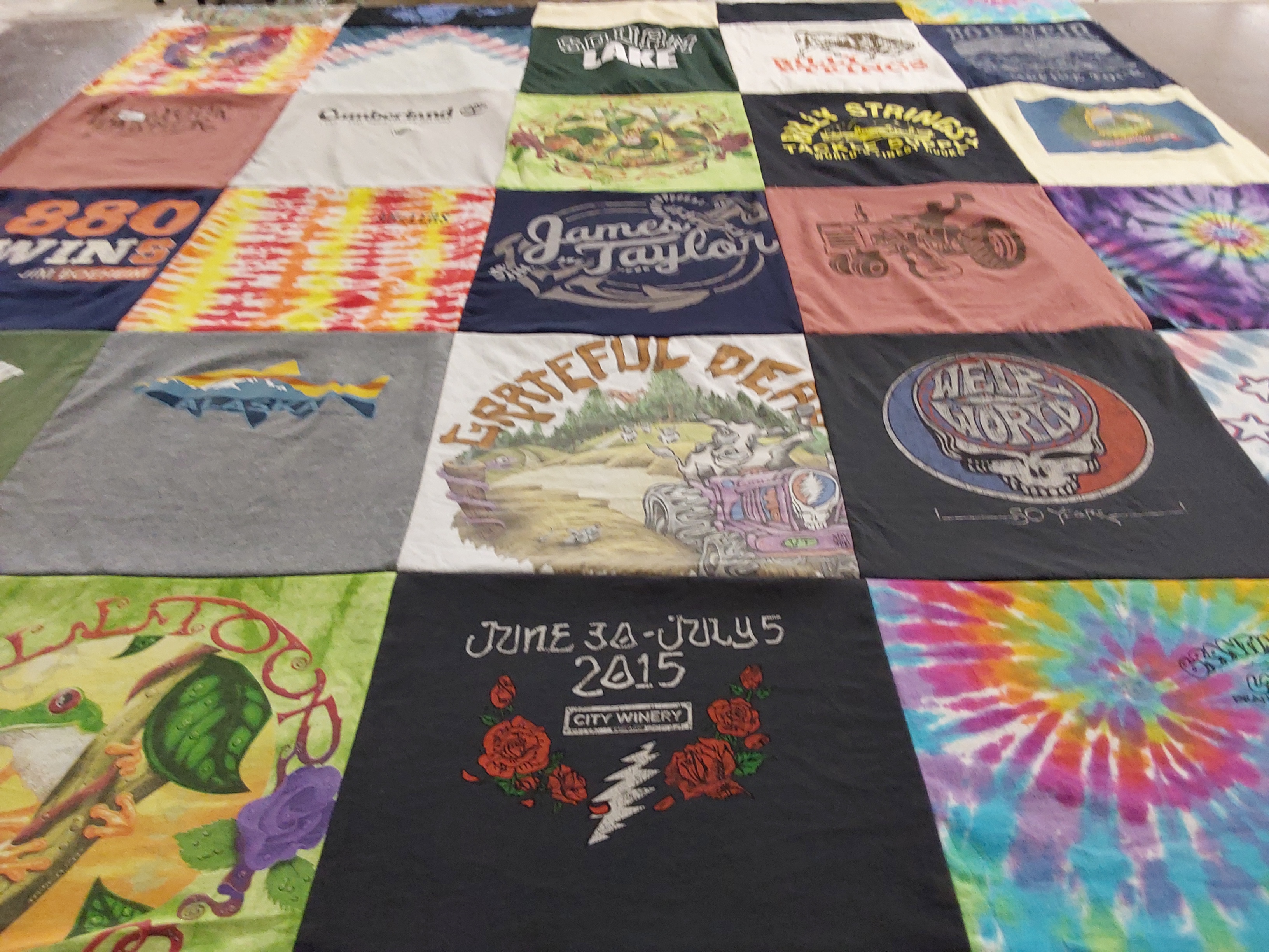 T-shirt quilt with music, art themes by Chris from VT