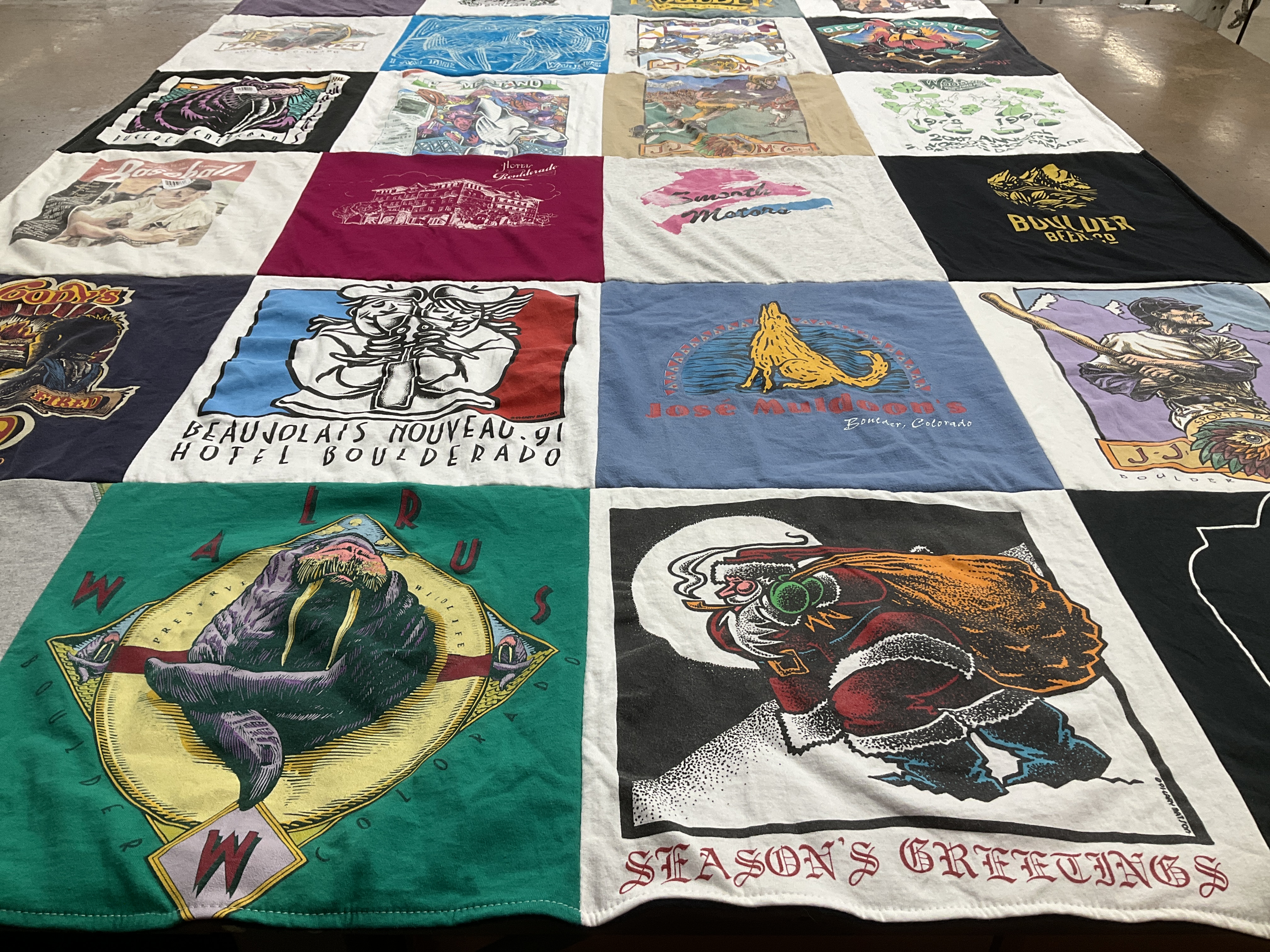 T-shirt quilt with t-shirts, quilting themes by Richard from CO