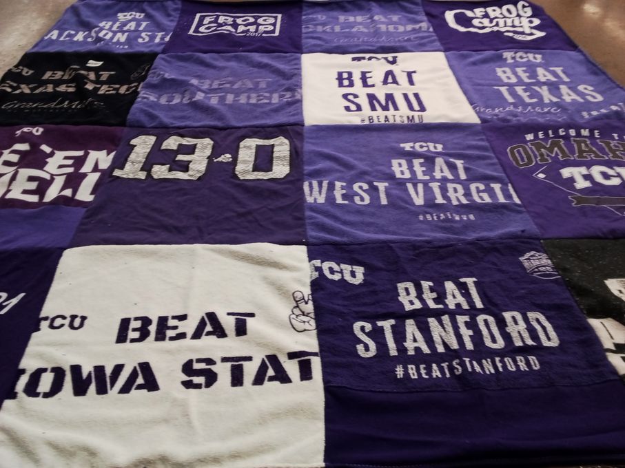 T-shirt quilt featuring texas christian university football by Jamie from TX