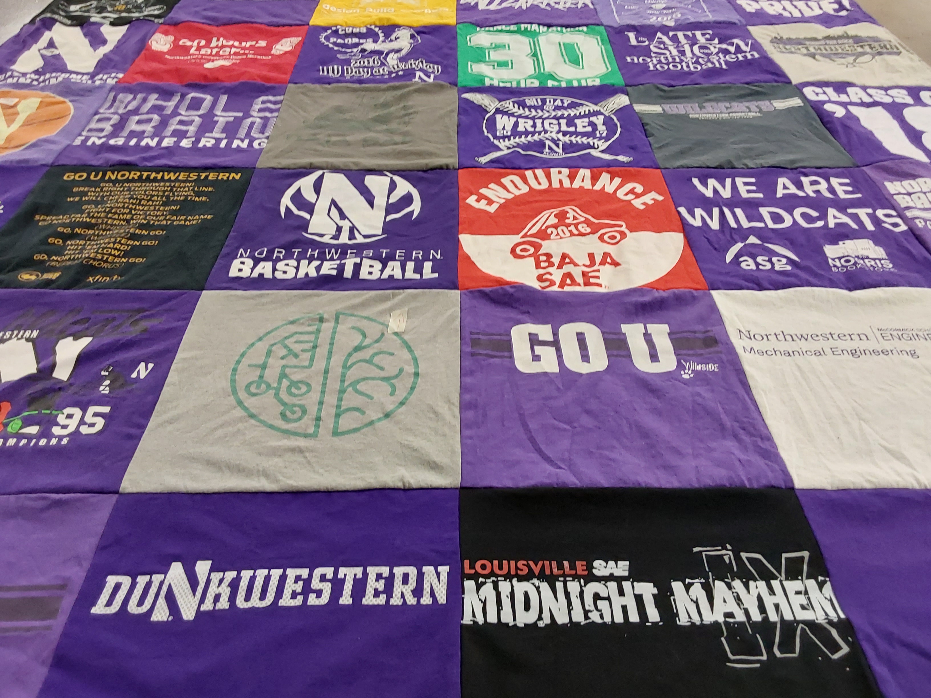 T-shirt quilt featuring northwestern basketball by Christine from IL