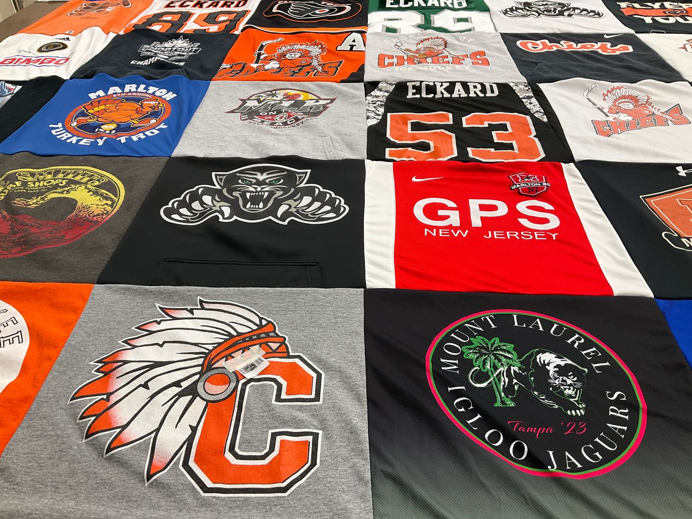 T-shirt quilt featuring chiefs, iglou jaguars by Kirsten from NJ