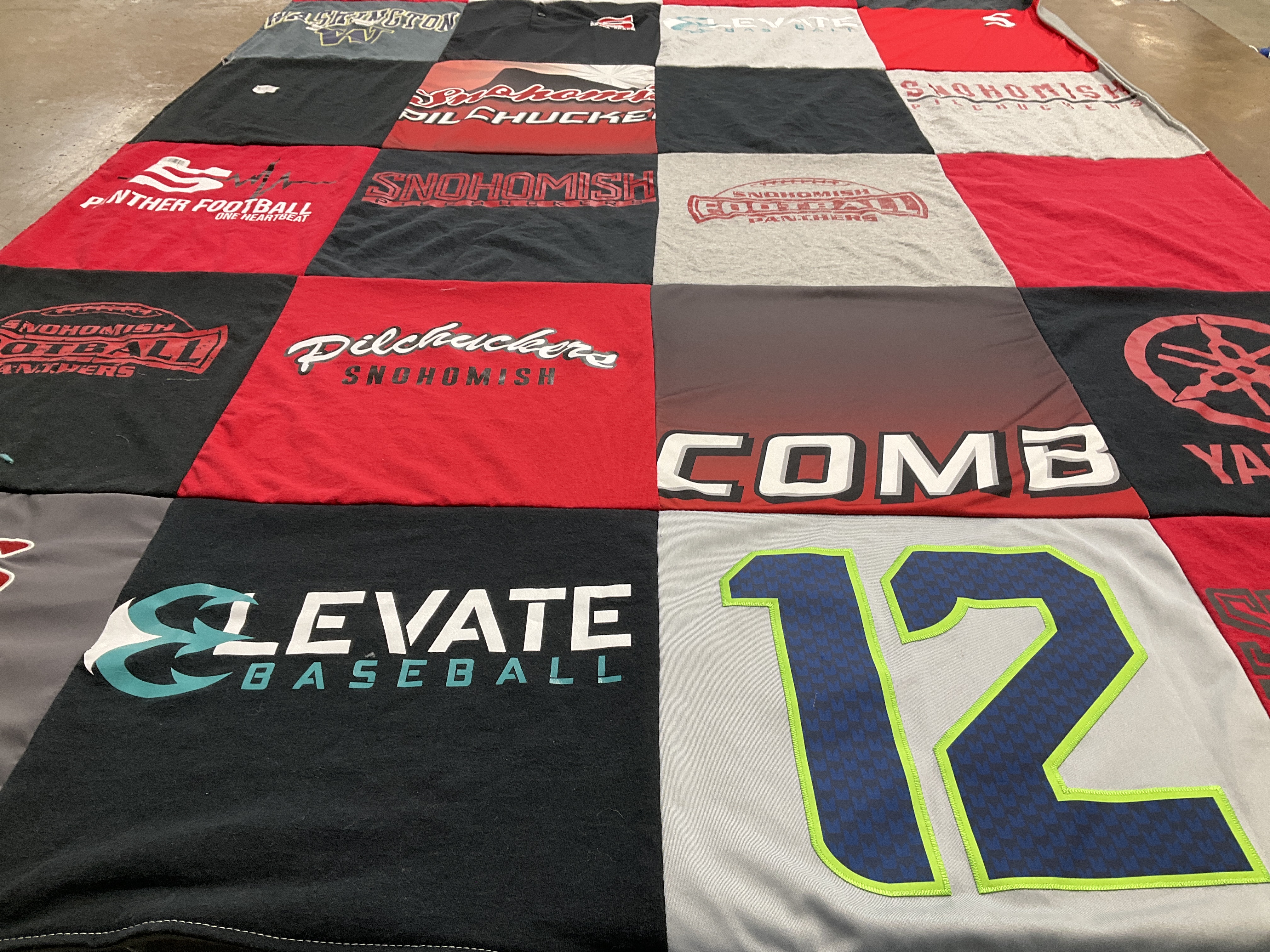 T-shirt quilt featuring snohomish high school football, snohomish high school baseball by Danielle from WA