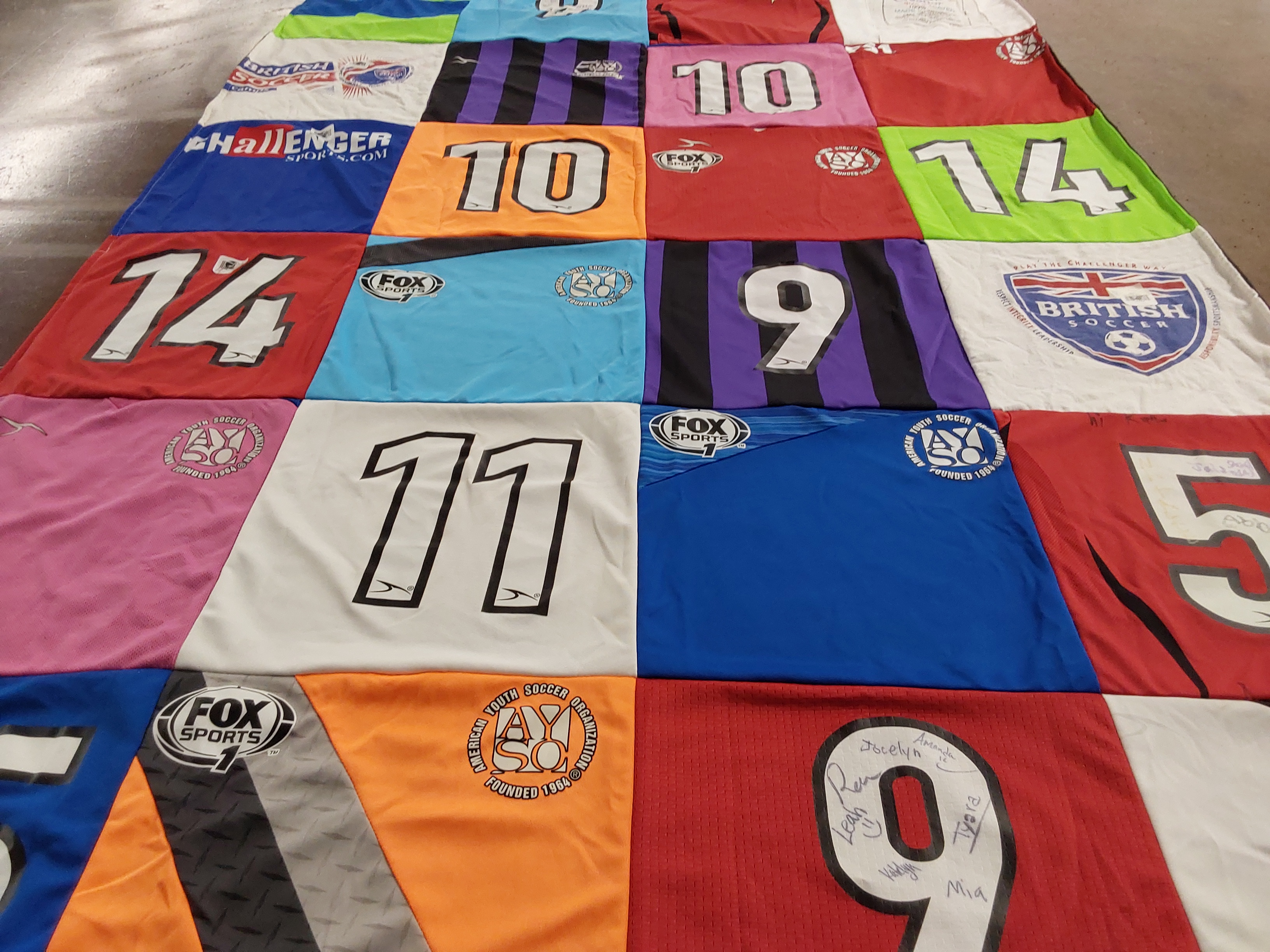 T-shirt quilt with soccer, sports themes by JENNIFER from CA