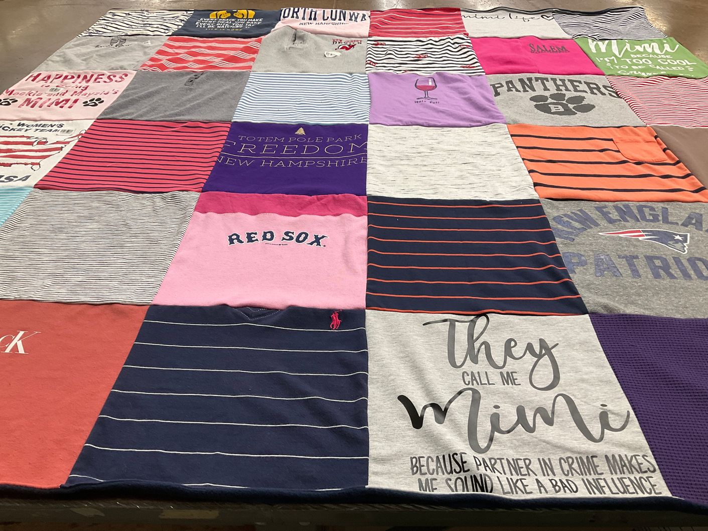 T-shirt quilt featuring new england patriots, boston red sox by Christine from MA