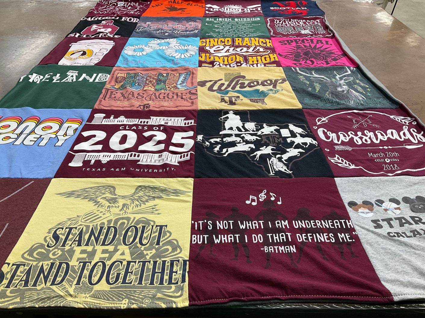 T-shirt quilt from texas a&m university by Mia from TX