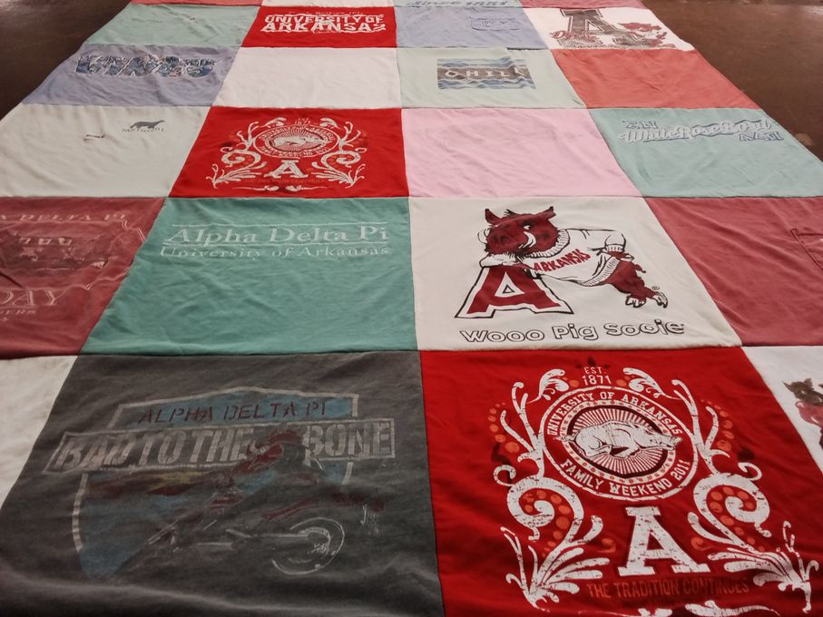 T-shirt quilt featuring university of arkansas razorbacks by Claudia from TX