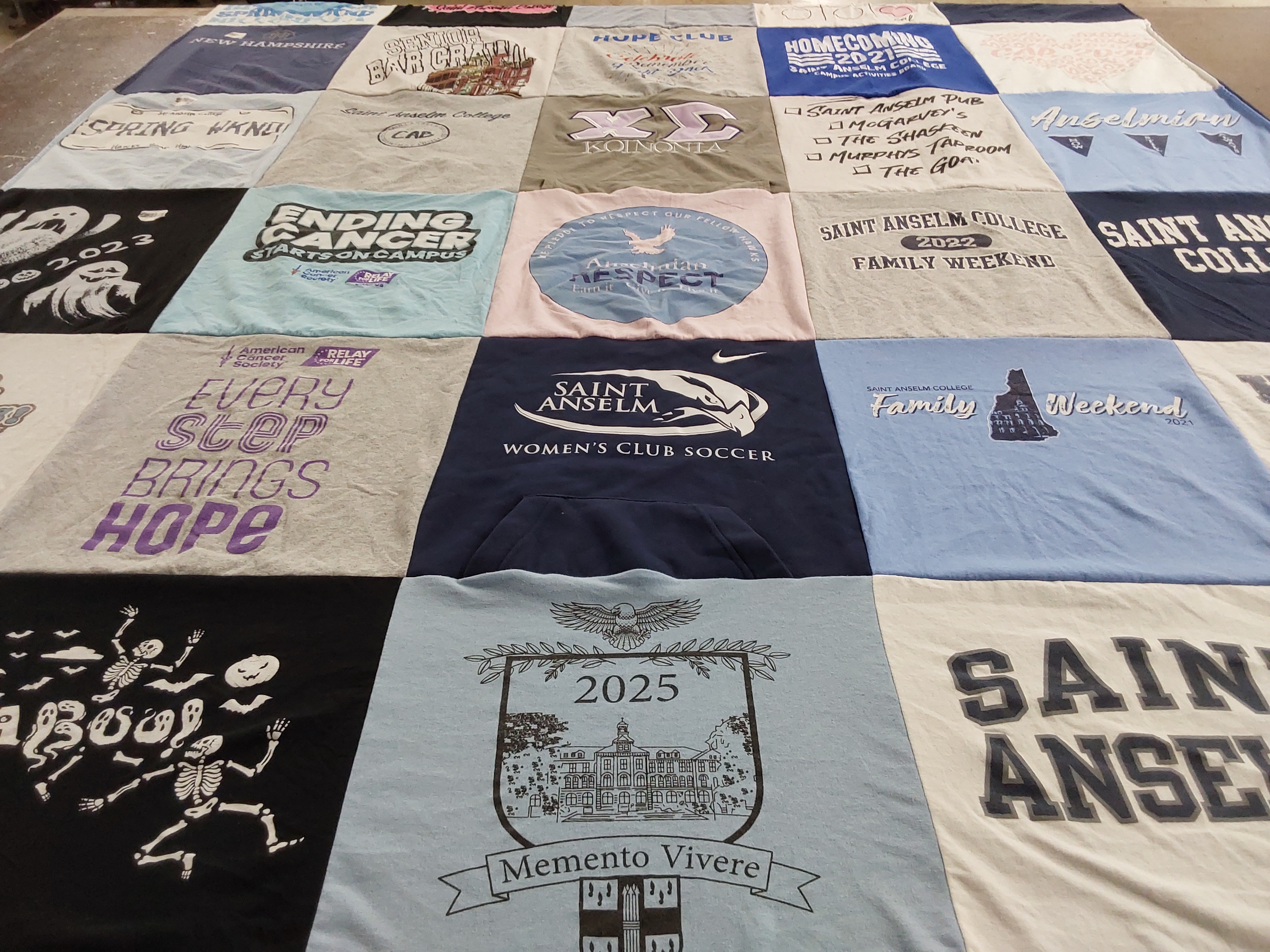 T-shirt quilt featuring saint anselm college women's club soccer by Riley from MA