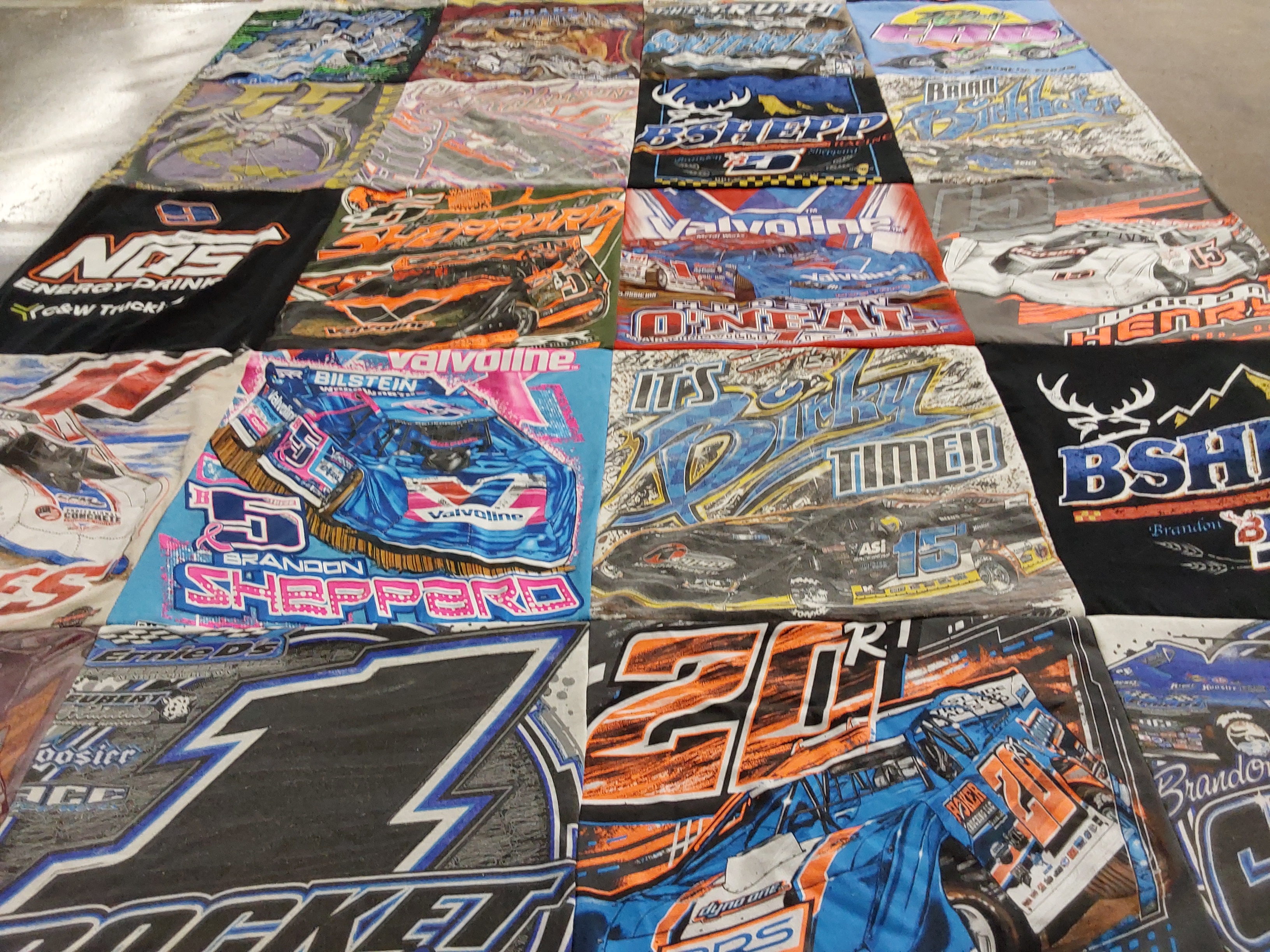 T-shirt quilt with racing themes by Eric from OH