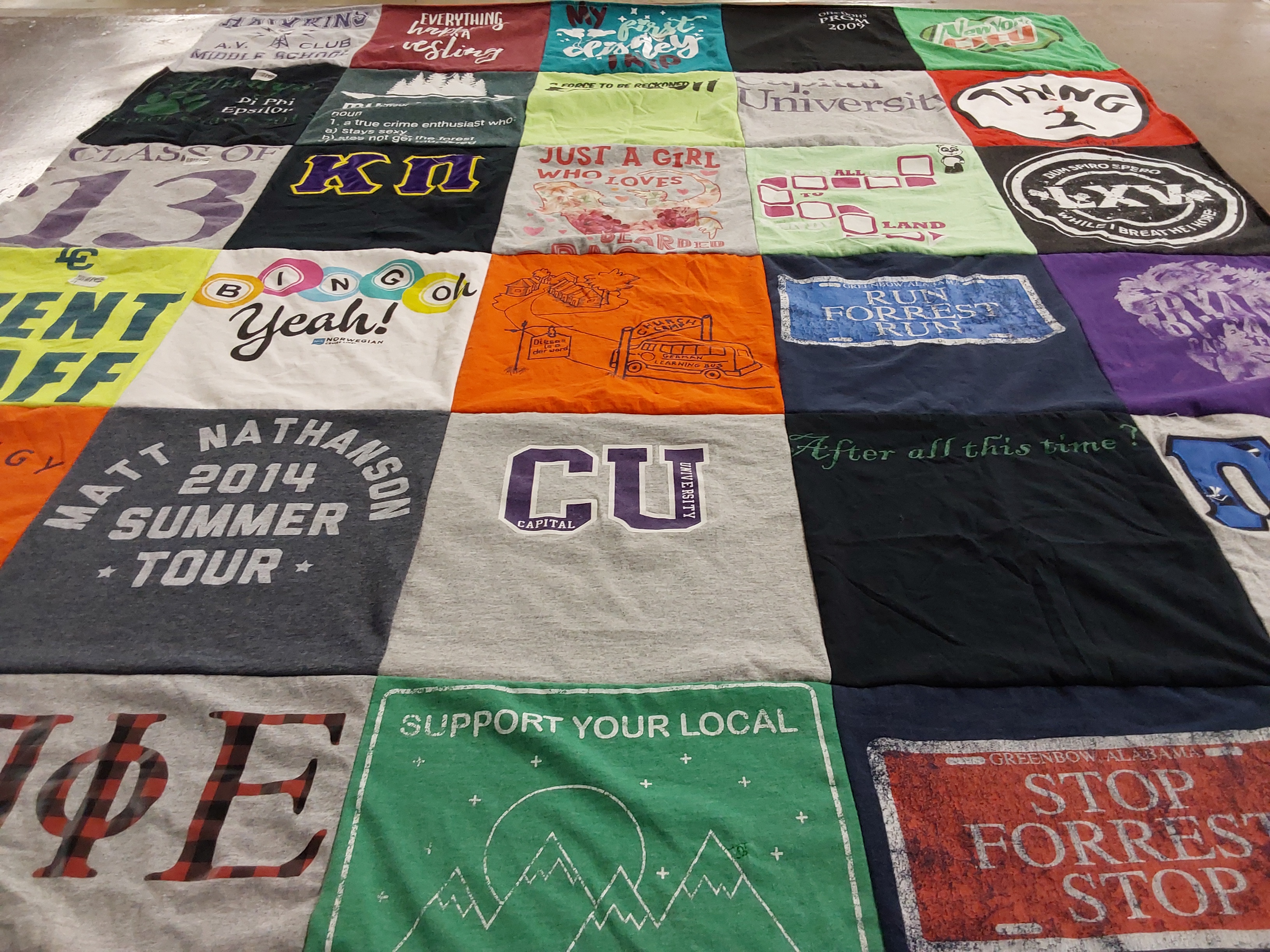 T-shirt quilt from capital university by Amonda from OH