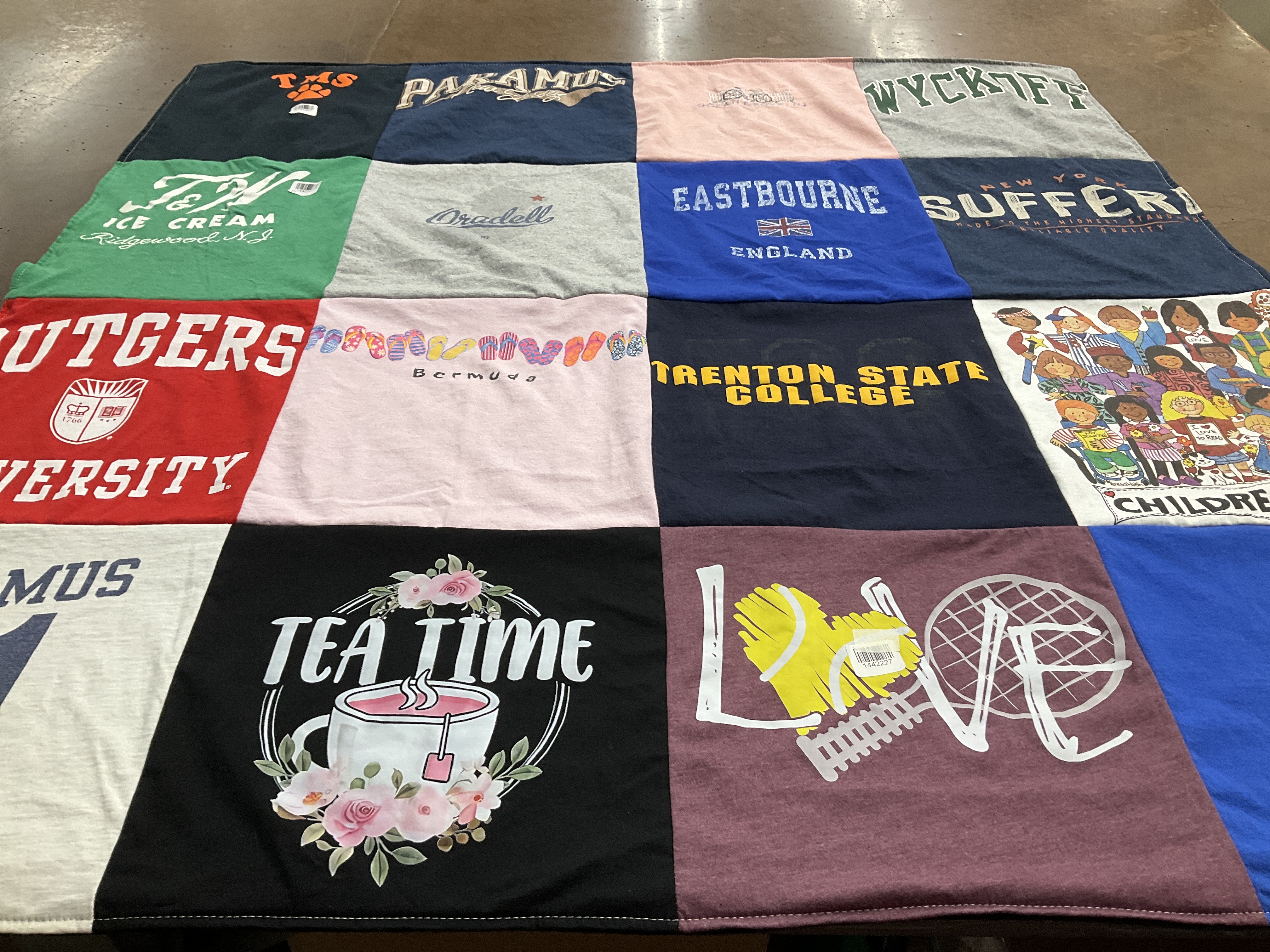 T-shirt quilt from rutgers university, trentron state college by Michele from NJ