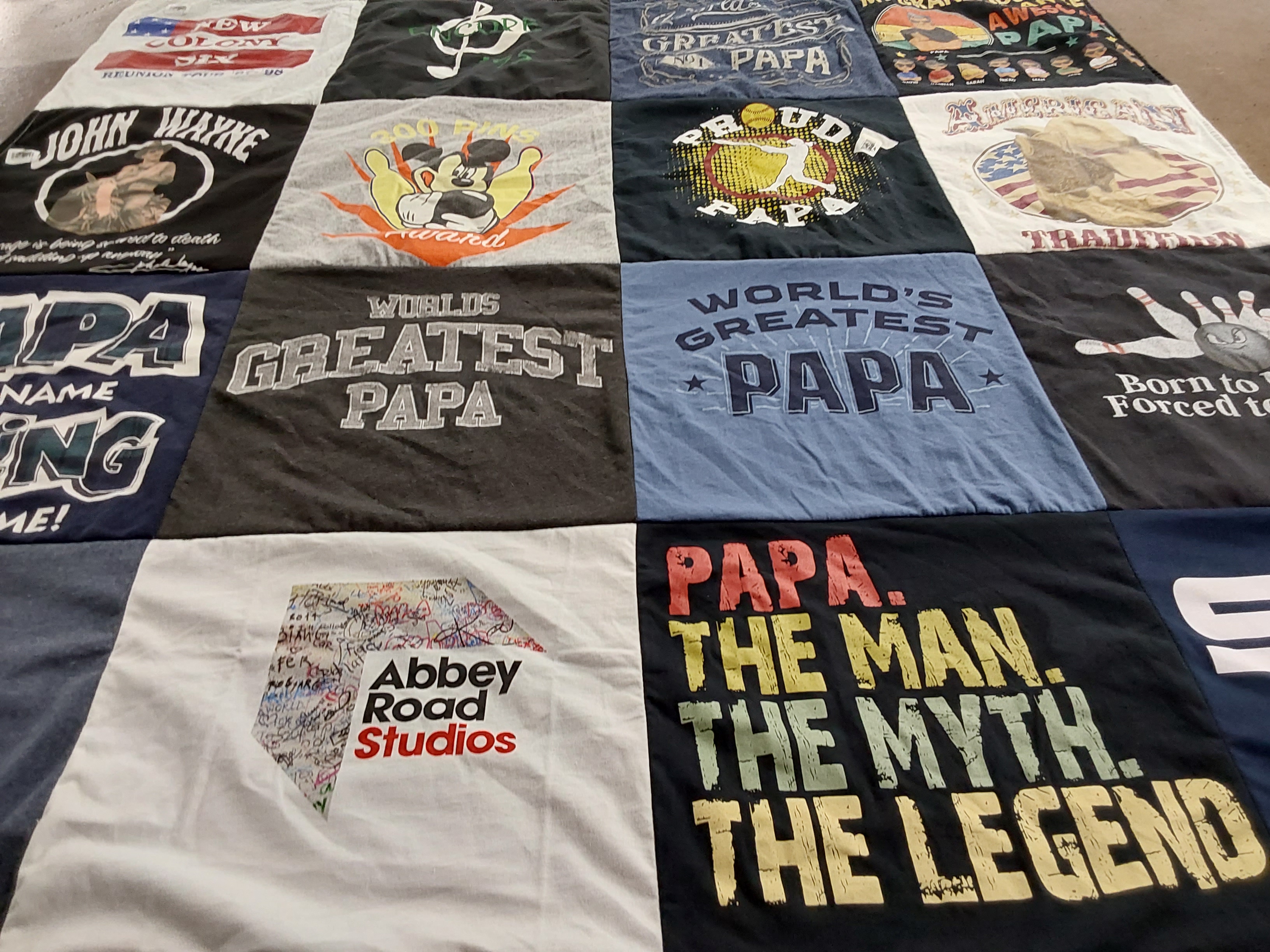 T-shirt quilt with family, movies themes by Amanda from IL