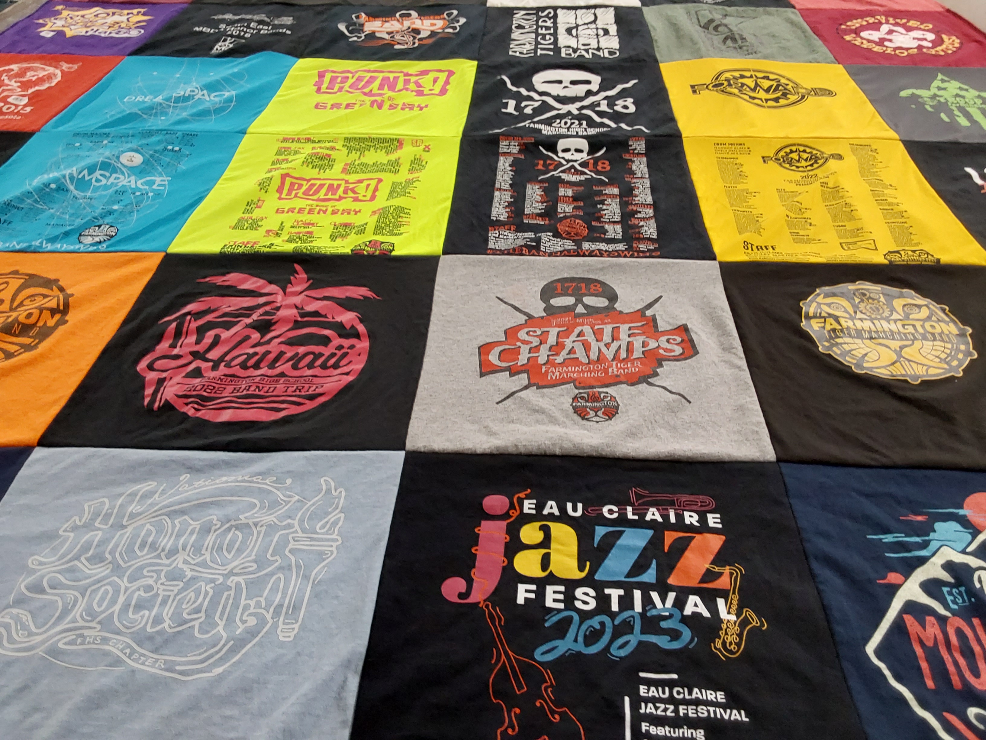 T-shirt quilt featuring farmington high school marching band by Cindy from MN