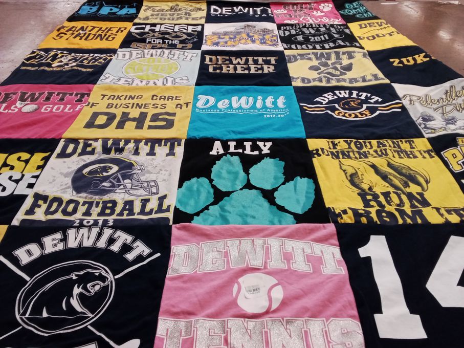 T-shirt quilt featuring dewitt golf, dewitt football by Heather from MI