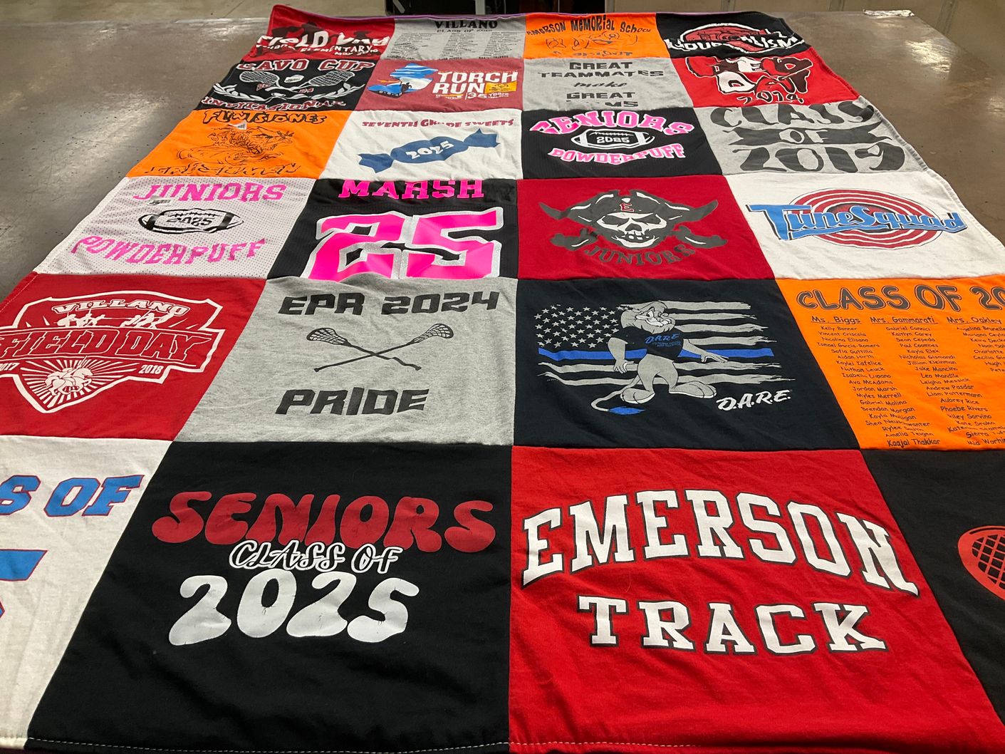 T-shirt quilt from emerson memorial school by jodi from NJ