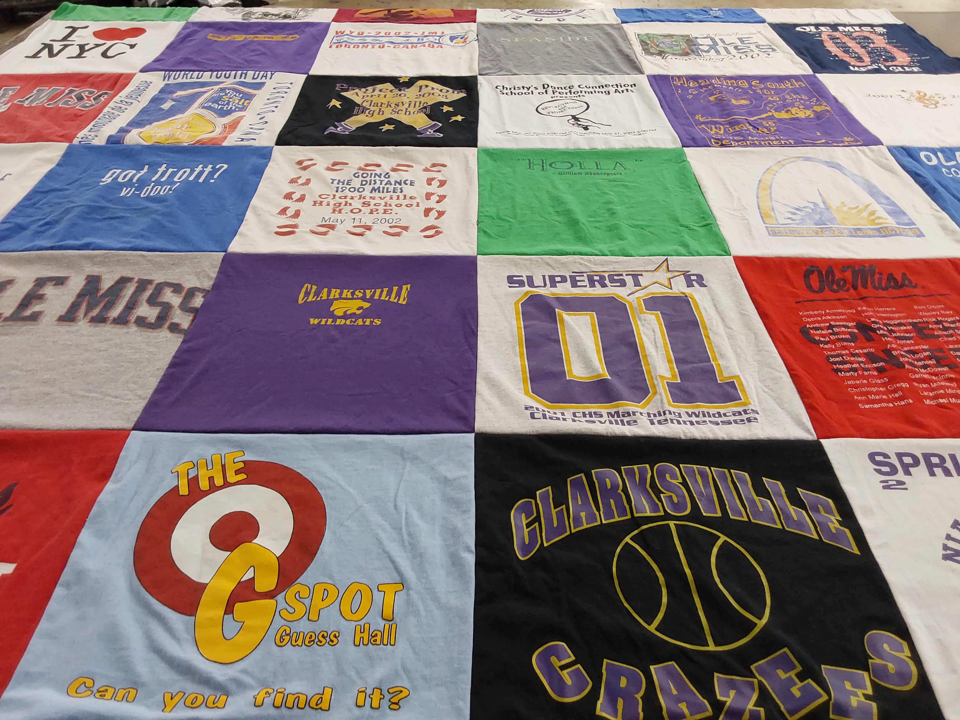 T-shirt quilt featuring clarksville wildcats, clarksville crazees by John from FL