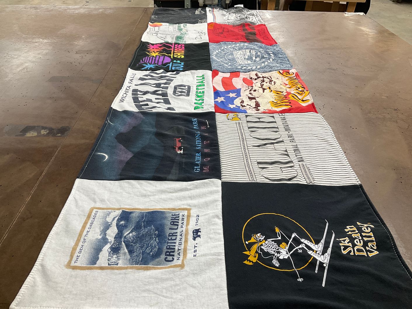 T-shirt quilt with outdoor activities, sports themes by Kamille from UT