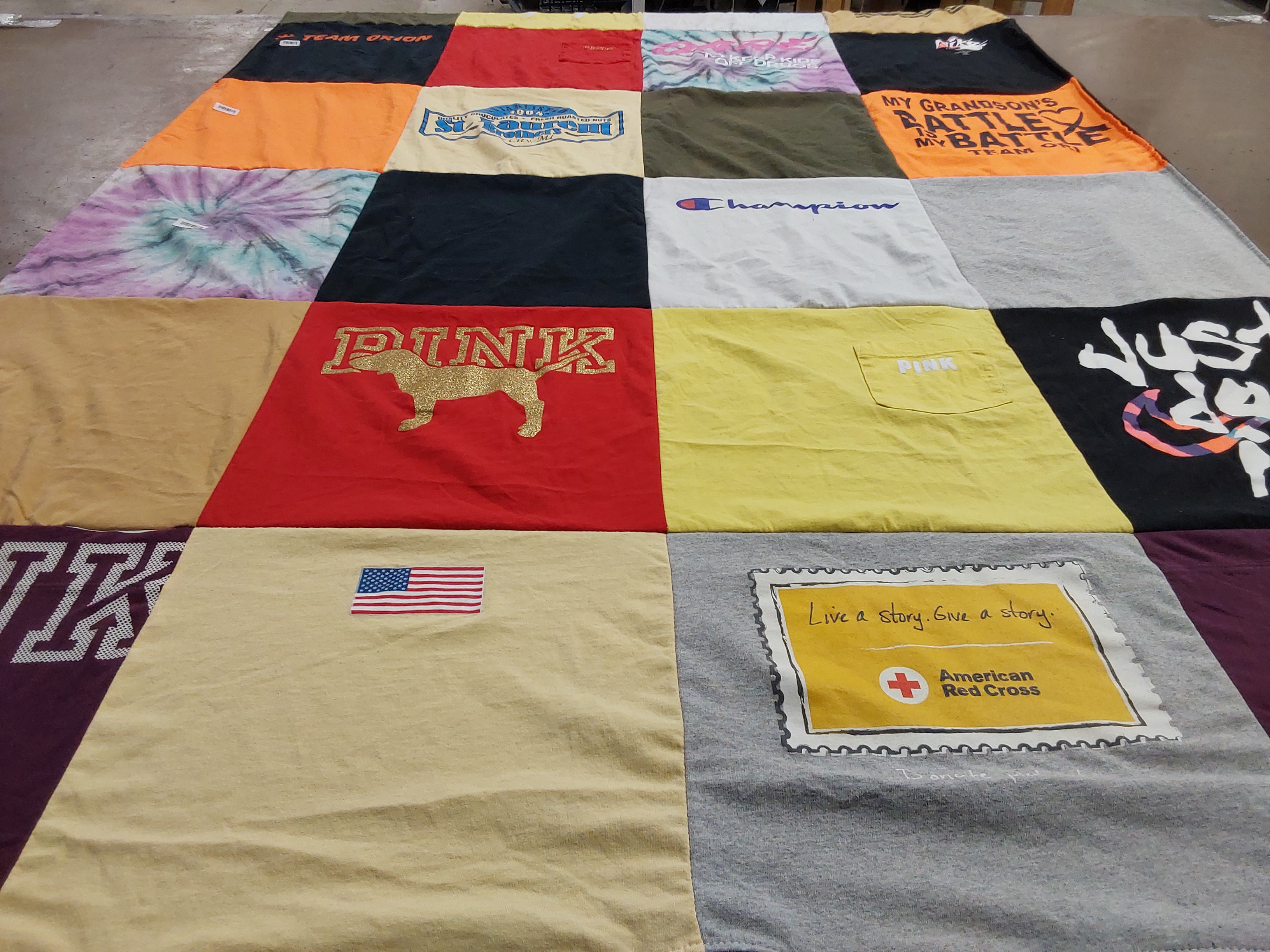 T-shirt quilt with fashion, charity themes by Gail  from MI