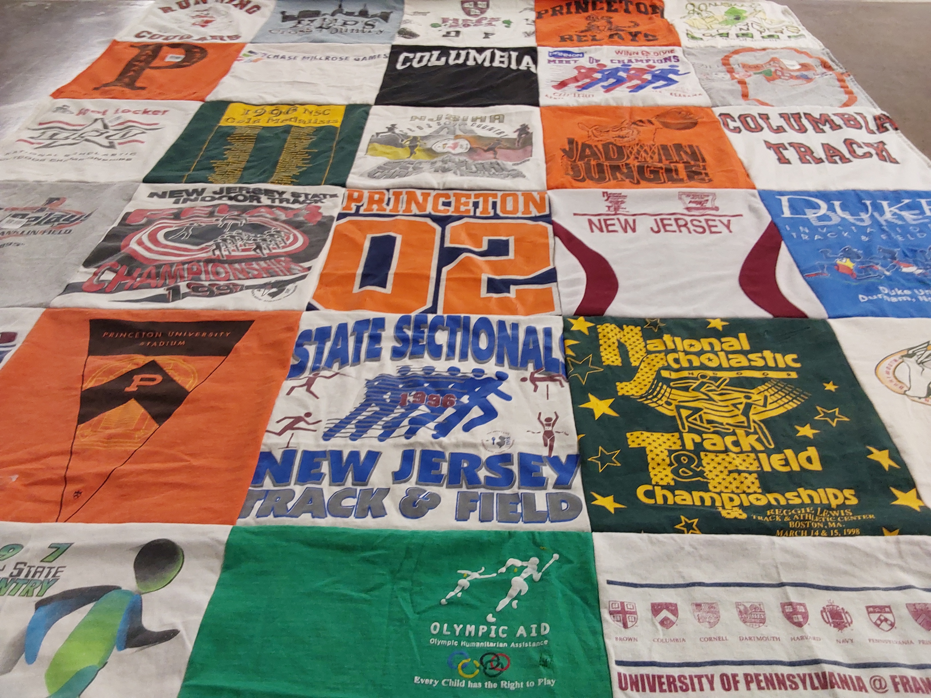 T-shirt quilt featuring princeton university track and field, duke university track and field by Catherine from CA
