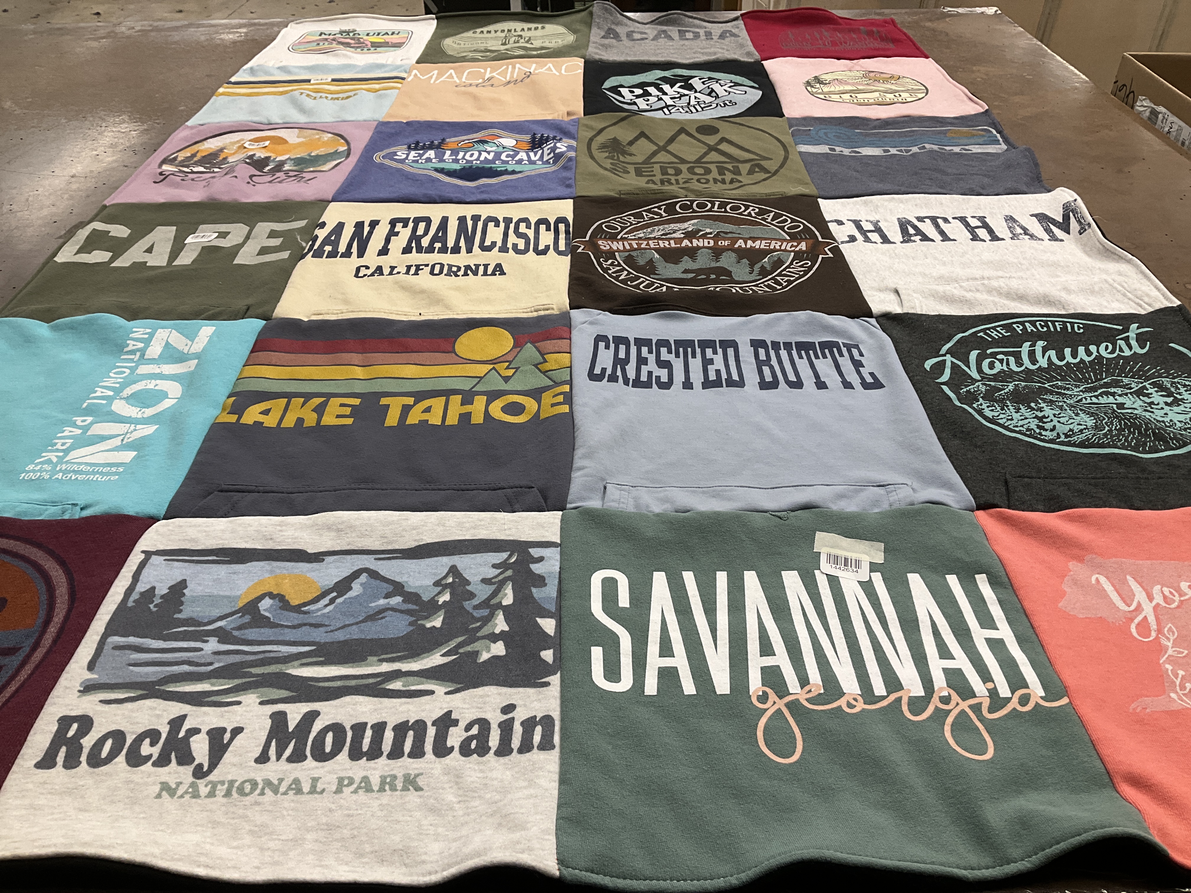 T-shirt quilt with travel, nature themes by Kay from AR