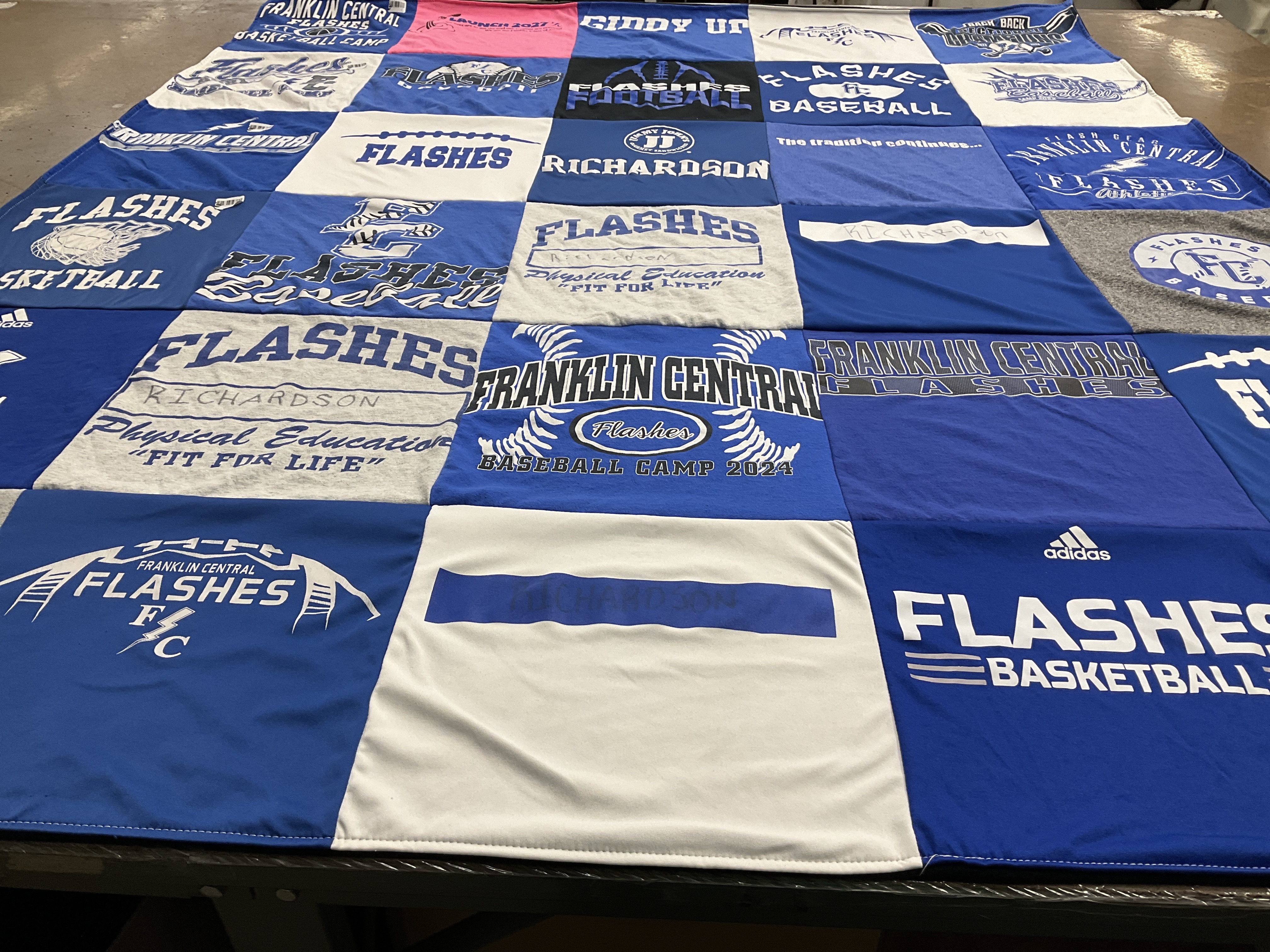T-shirt quilt featuring franklin central flashes by Carly from IN