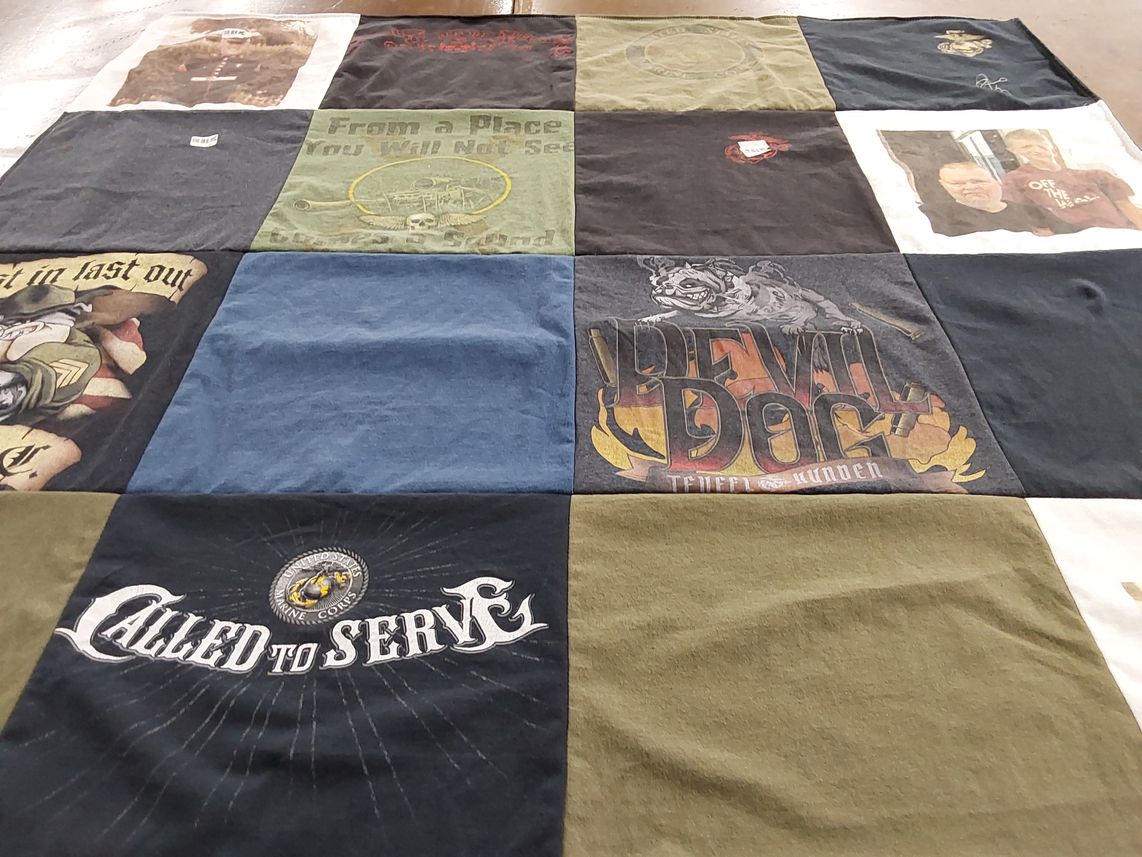 T-shirt quilt with military, service themes by Jennifer from WI