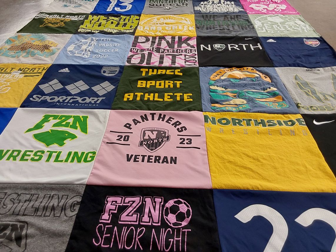 T-shirt quilt featuring fort zumwalt north wrestling team by April from MO