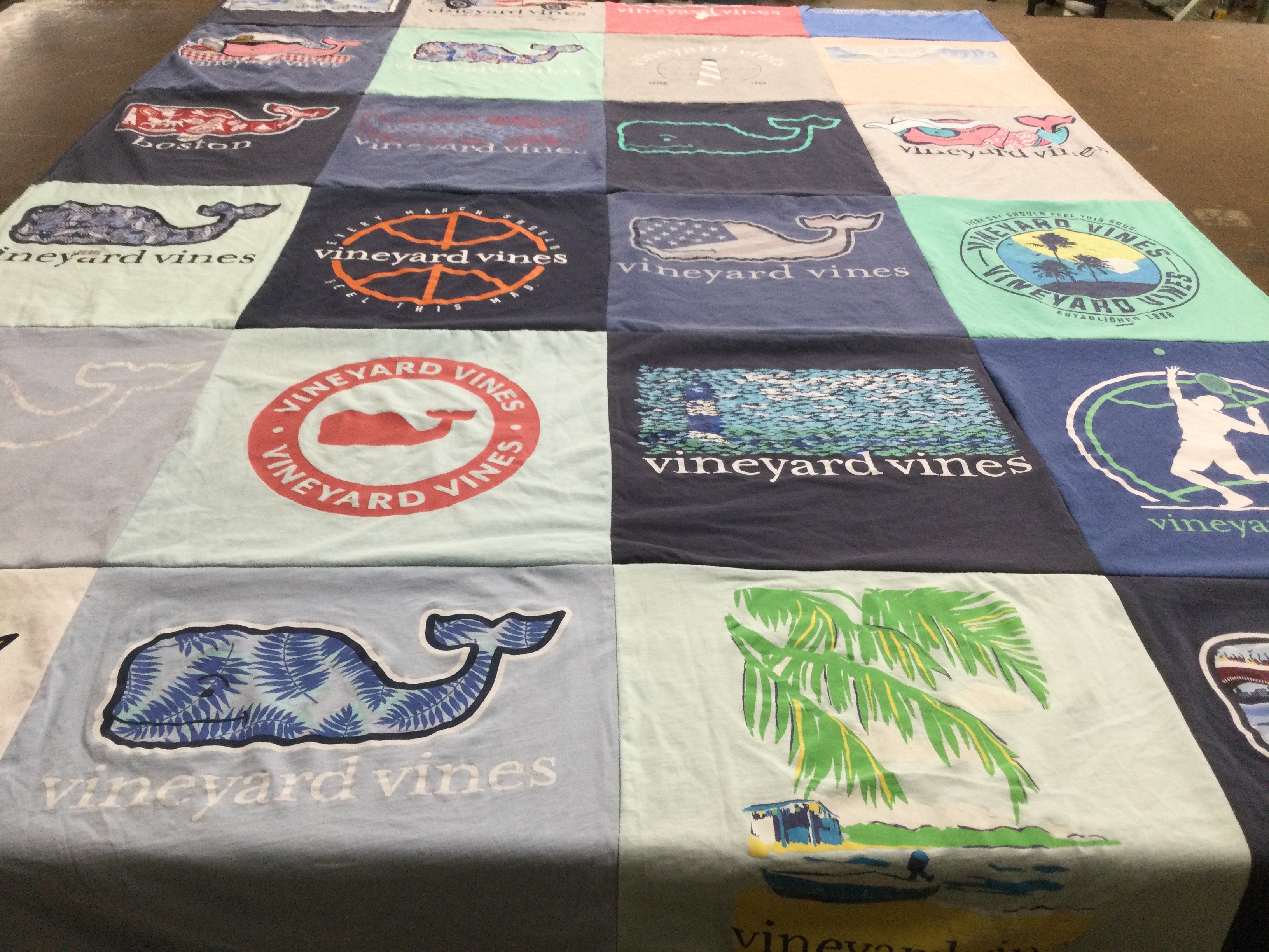 T-shirt quilt with beach, ocean themes by Katie from NC