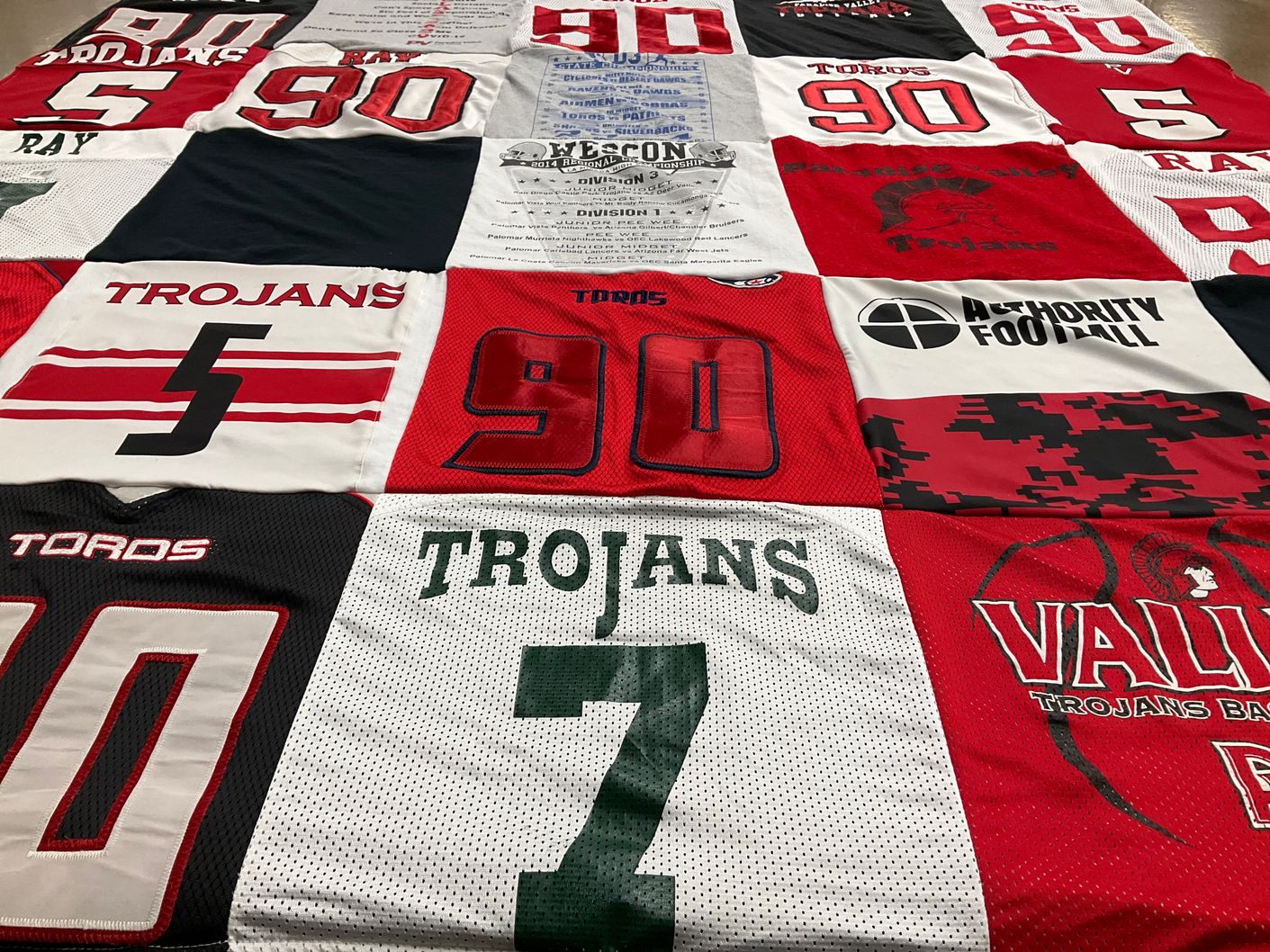T-shirt quilt featuring valley trojans basketball by Deborah from AZ