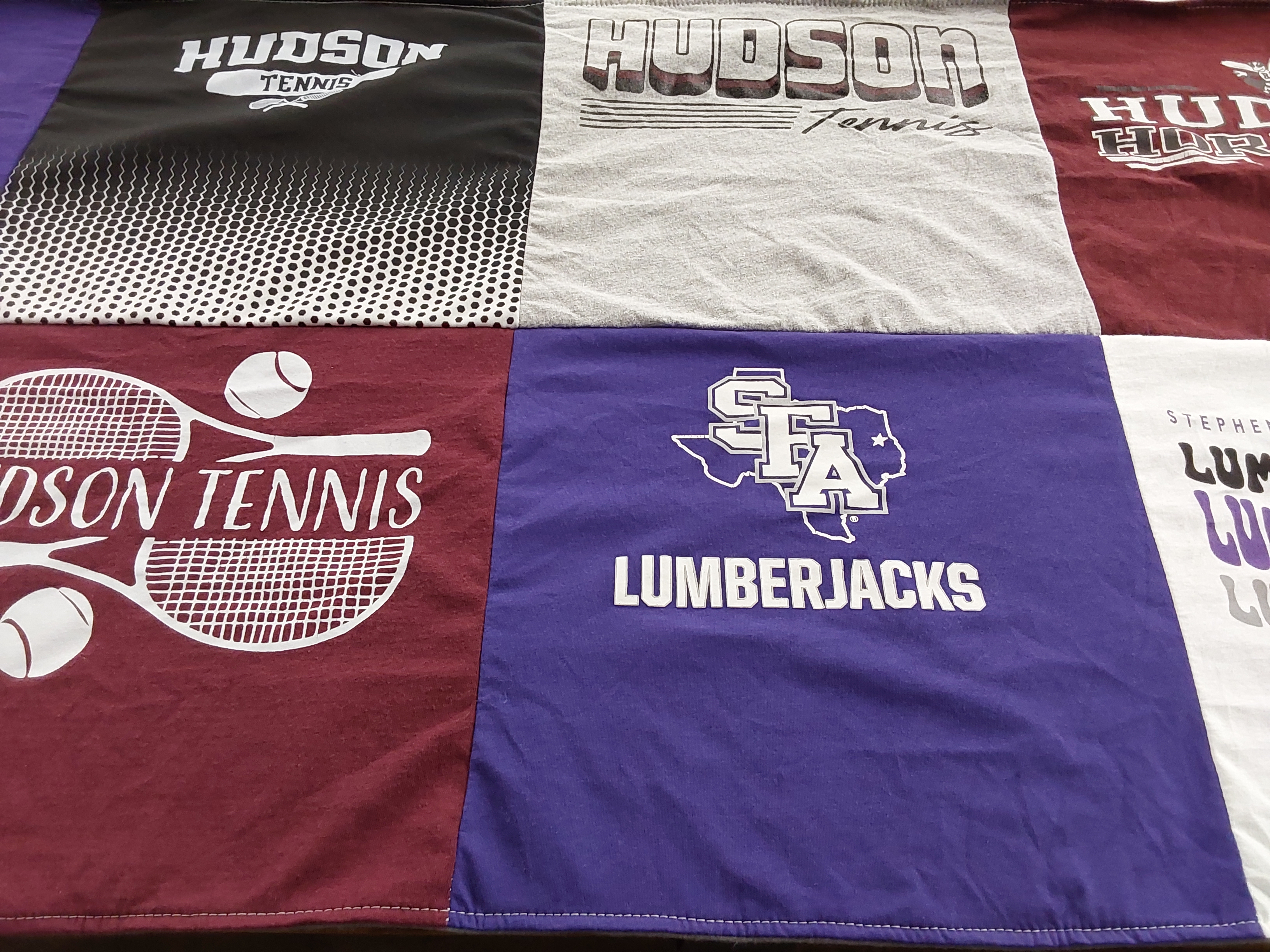 T-shirt quilt featuring hudson high school, sfa lumberjacks by Aby from TX