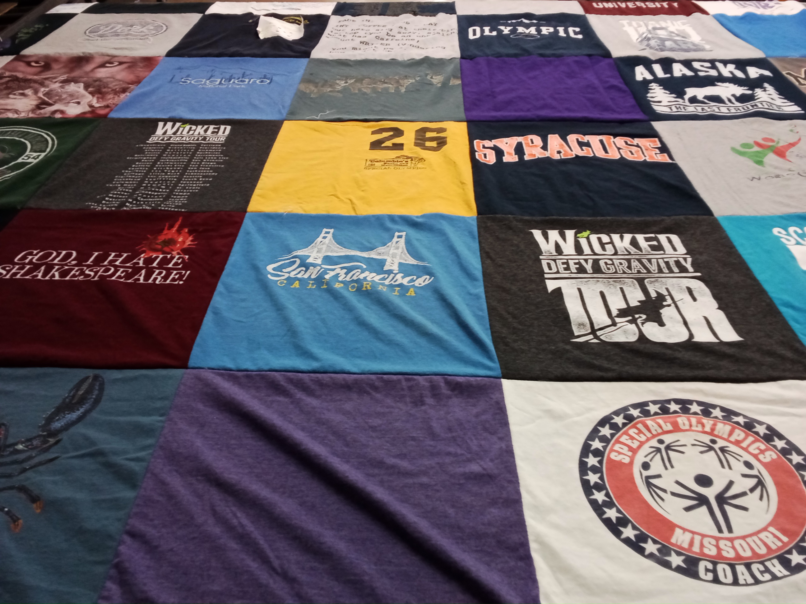 T-shirt quilt from syracuse university, olympic university by Frances from ME