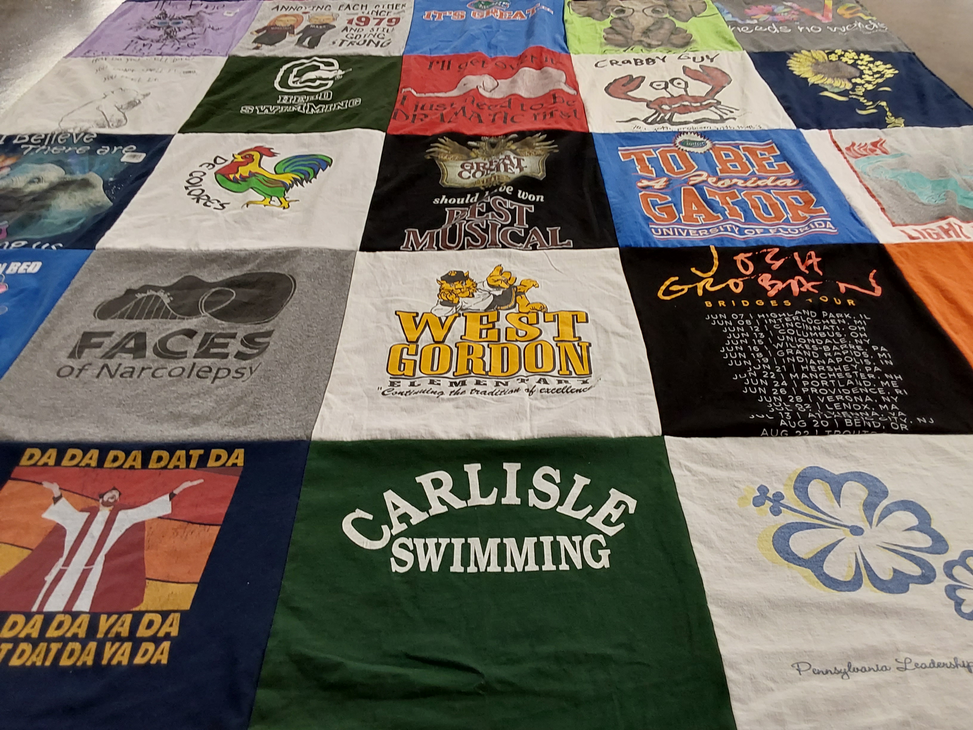 T-shirt quilt from west gordon elementary school, carlisle swimming by Margaret from PA