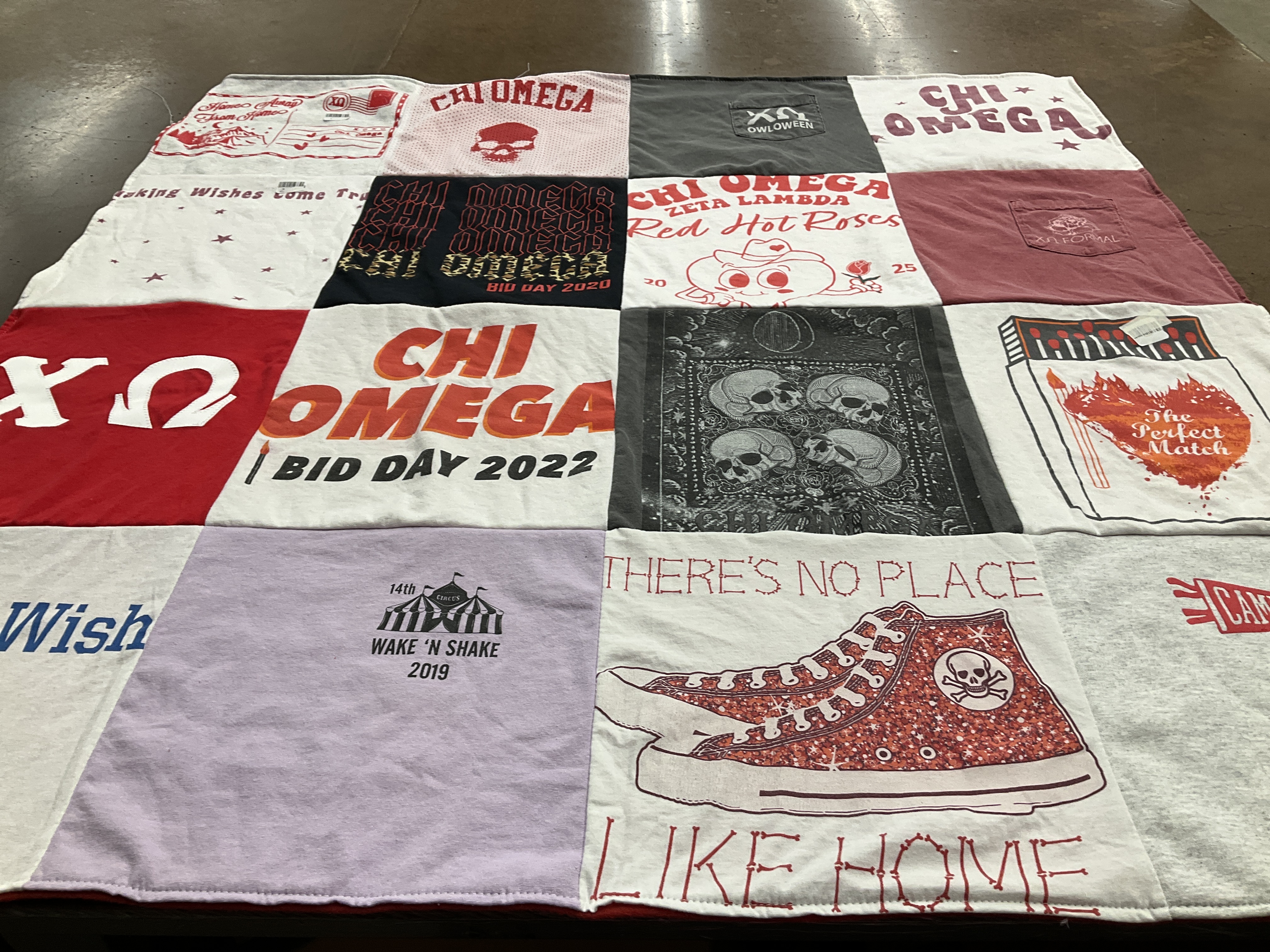 T-shirt quilt with sorority, sisterhood themes by Vada from NC