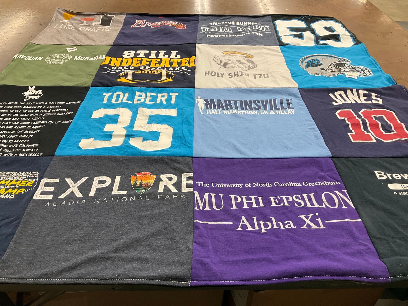 T-shirt quilt featuring uncg spartans by Molly from NJ