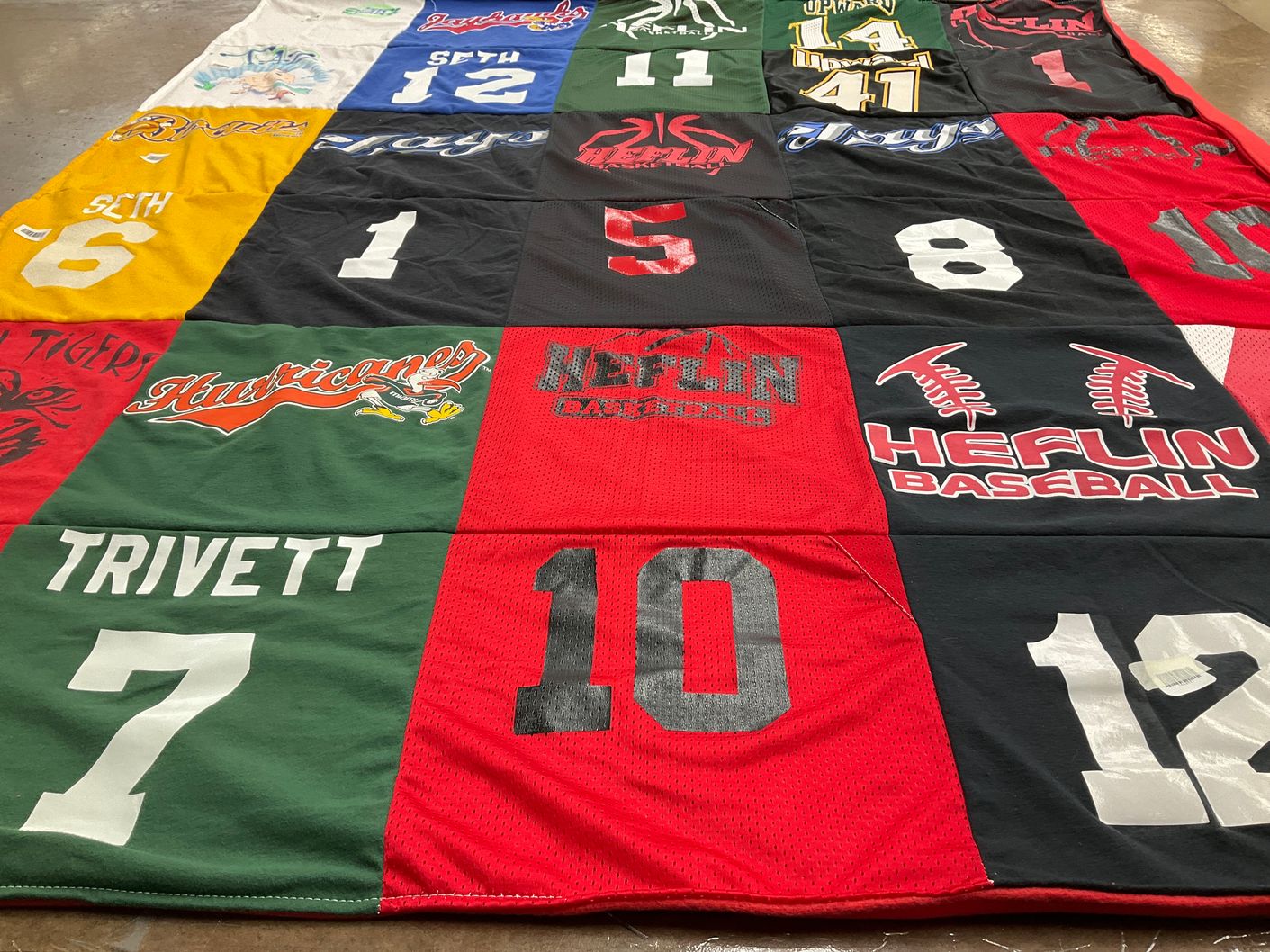 T-shirt quilt with baseball, sports themes by MELINDA from AL