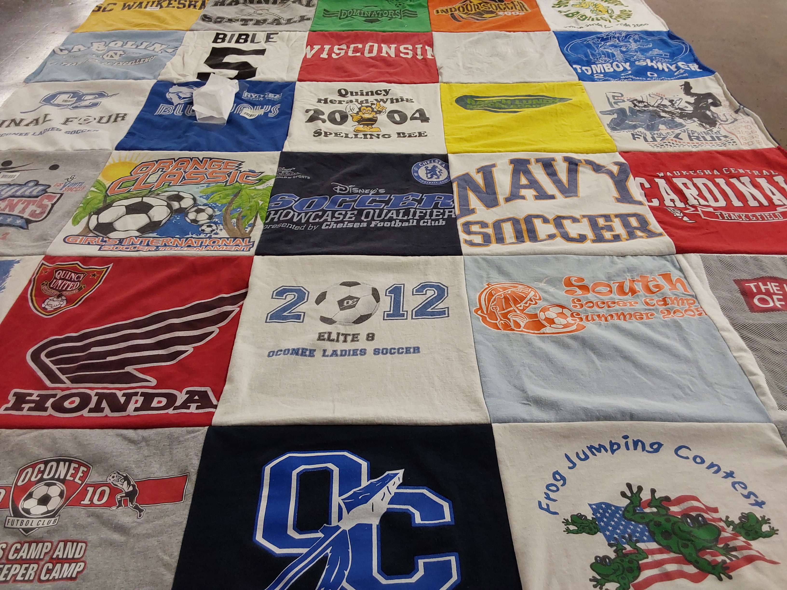 T-shirt quilt featuring oconee ladies soccer by Shirley from UT