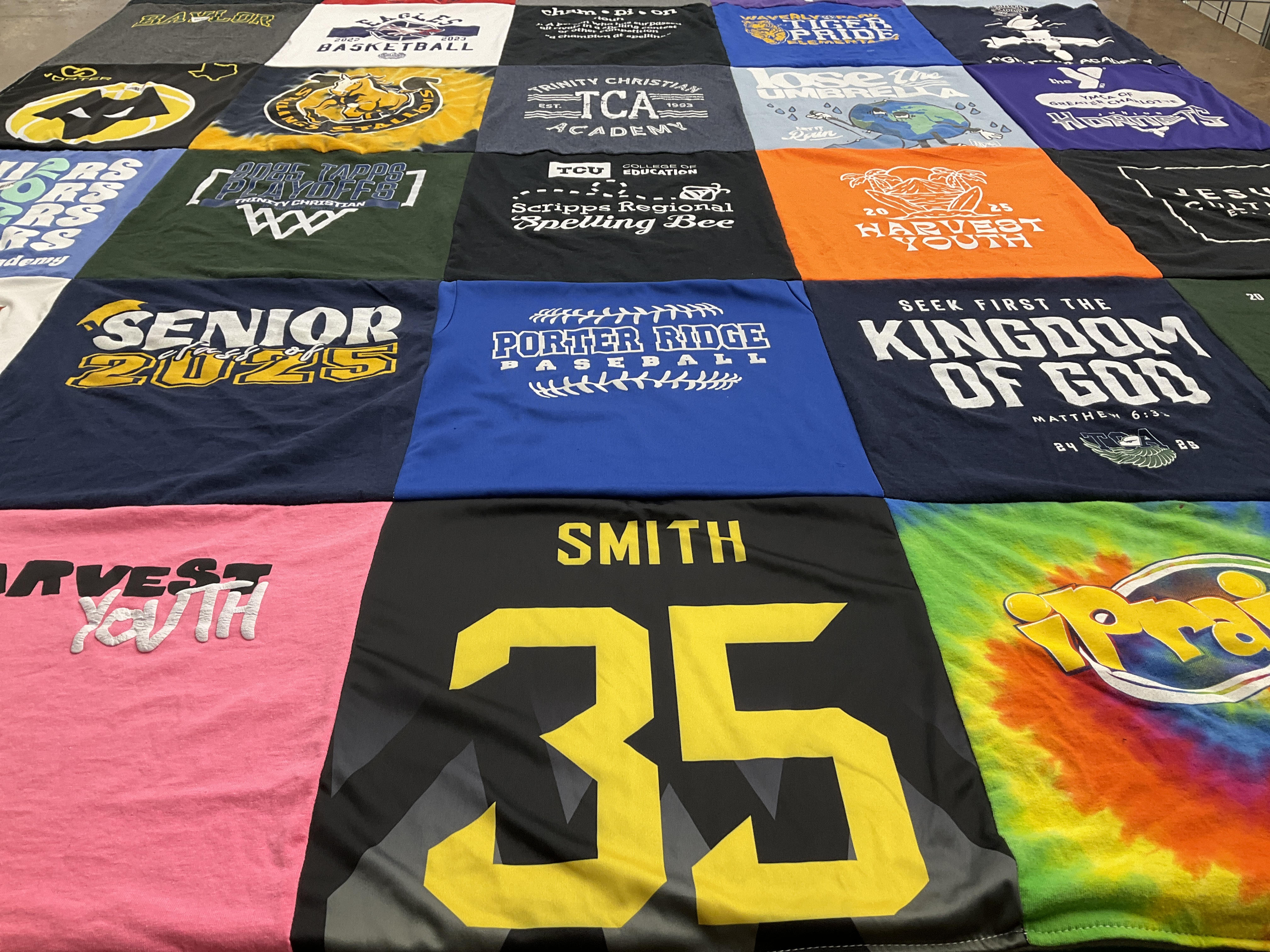 T-shirt quilt featuring porter ridge baseball by Sarah Joy from TX
