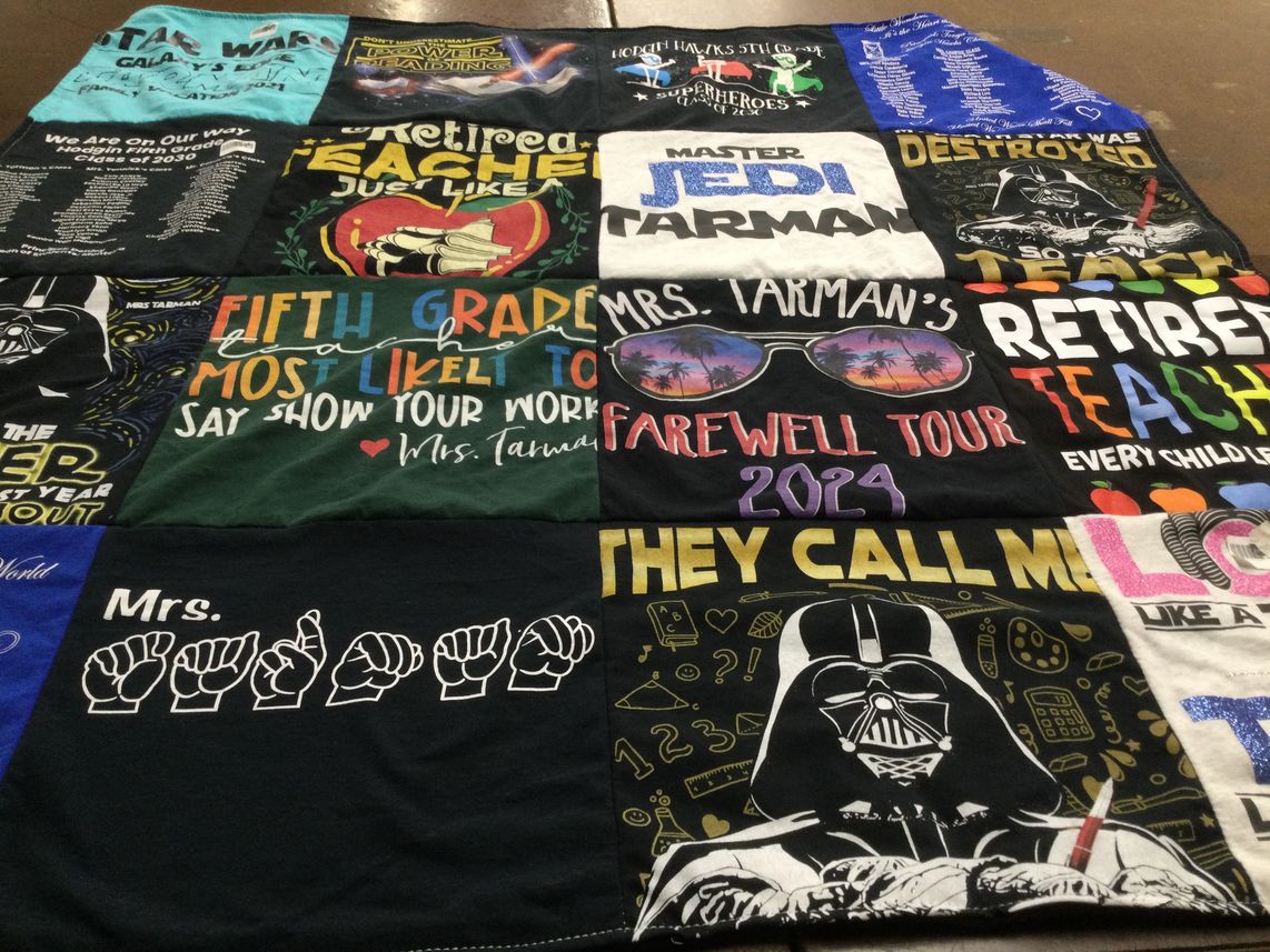 T-shirt quilt from fifth grade, harman by Dawn from NM