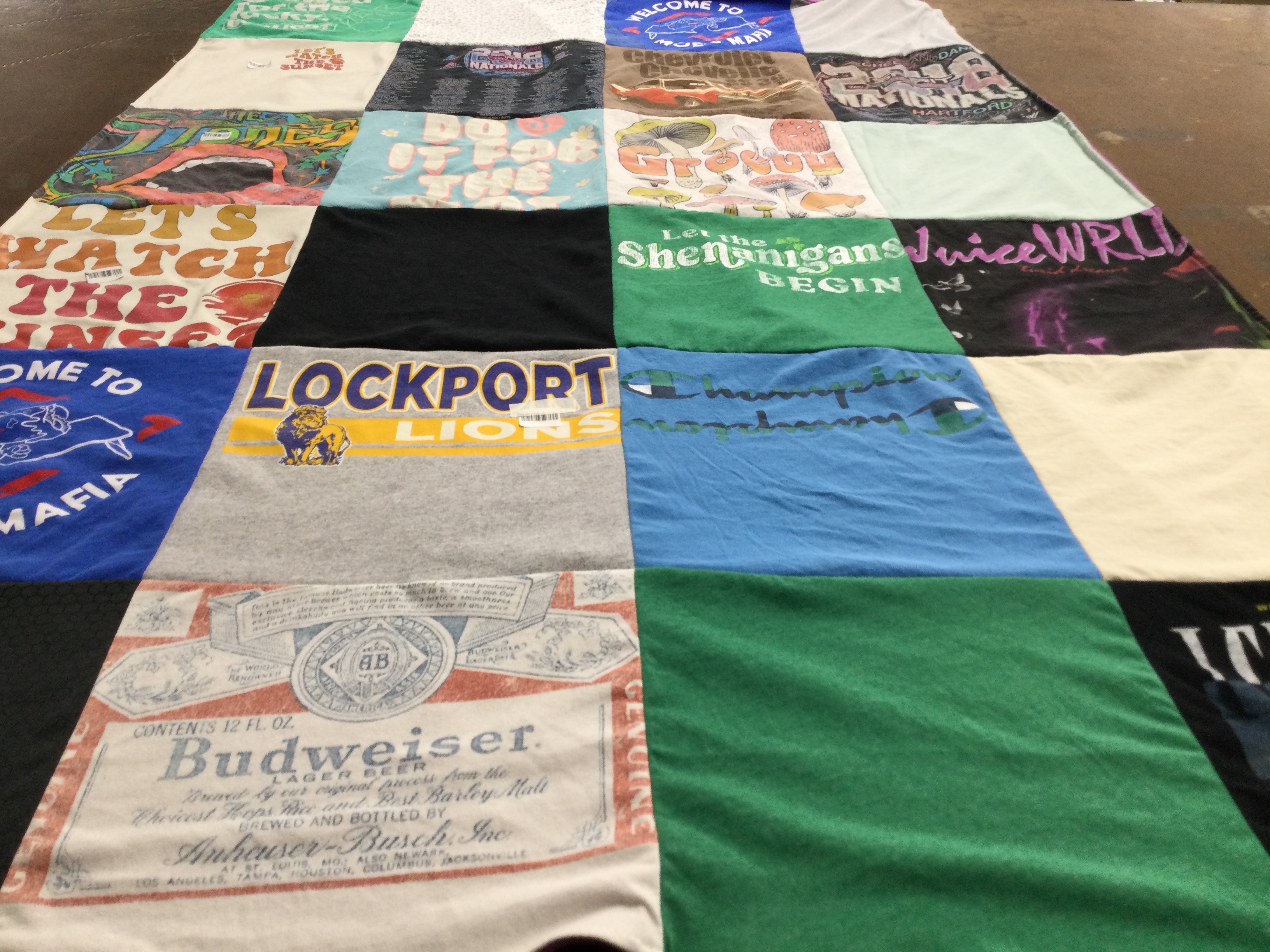 T-shirt quilt featuring lockport lions by Joelle from NY