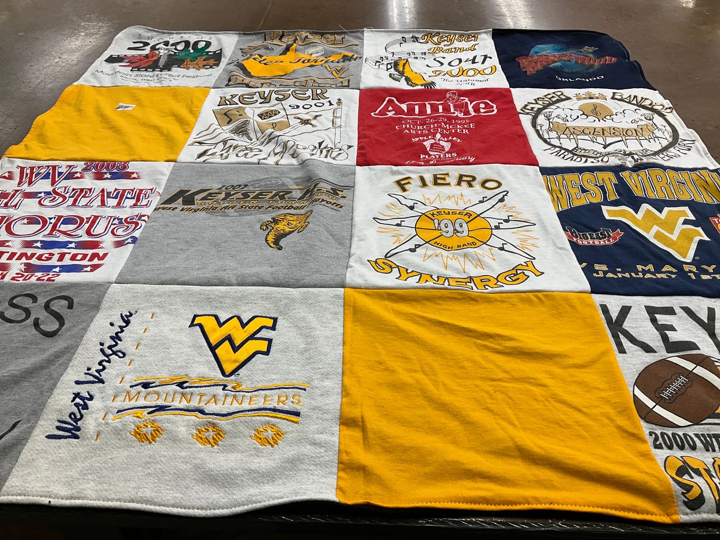 T-shirt quilt featuring west virginia mountaineers by Diane from WV