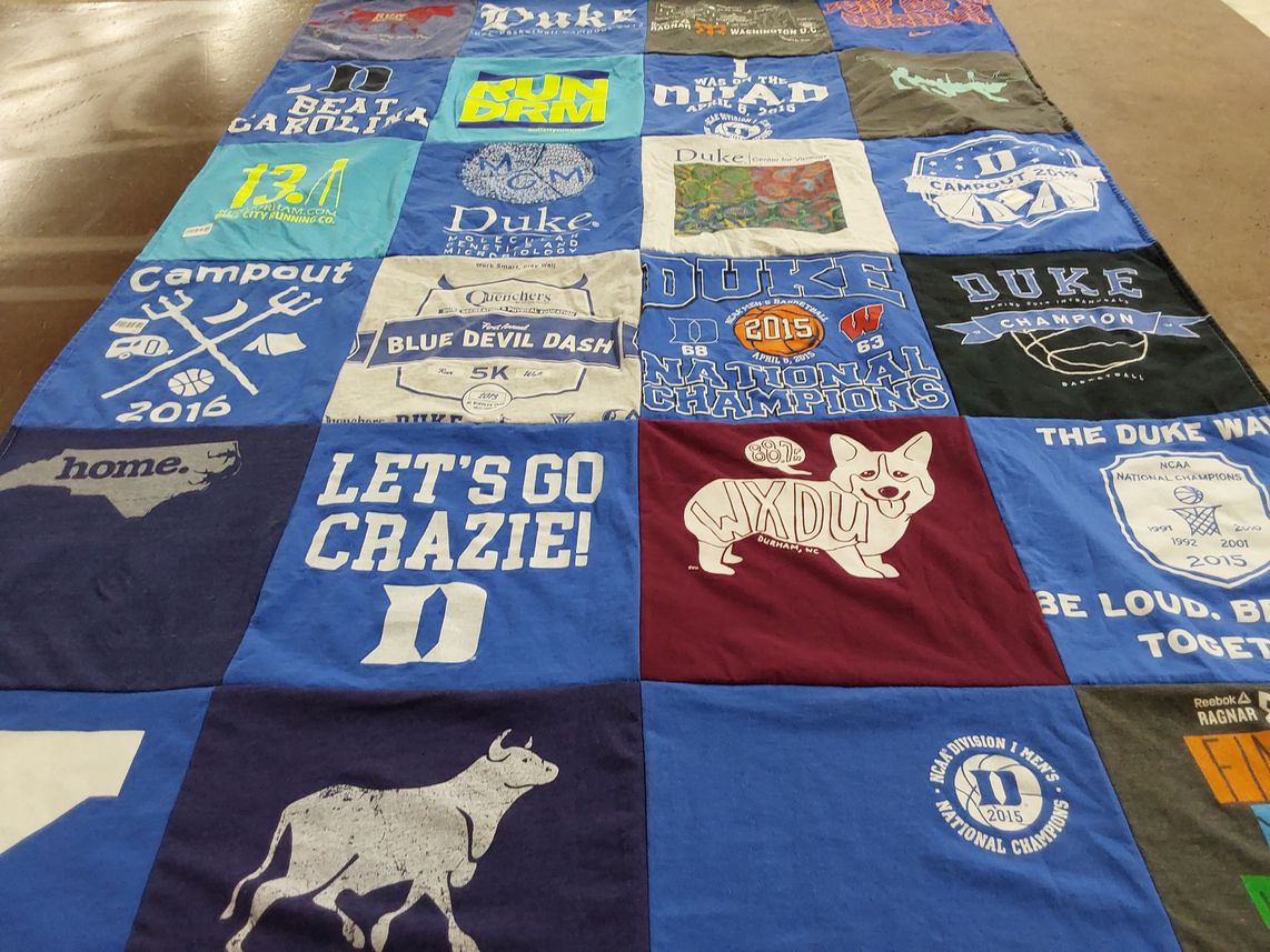 T-shirt quilt featuring duke university men's basketball team by Amy from MD