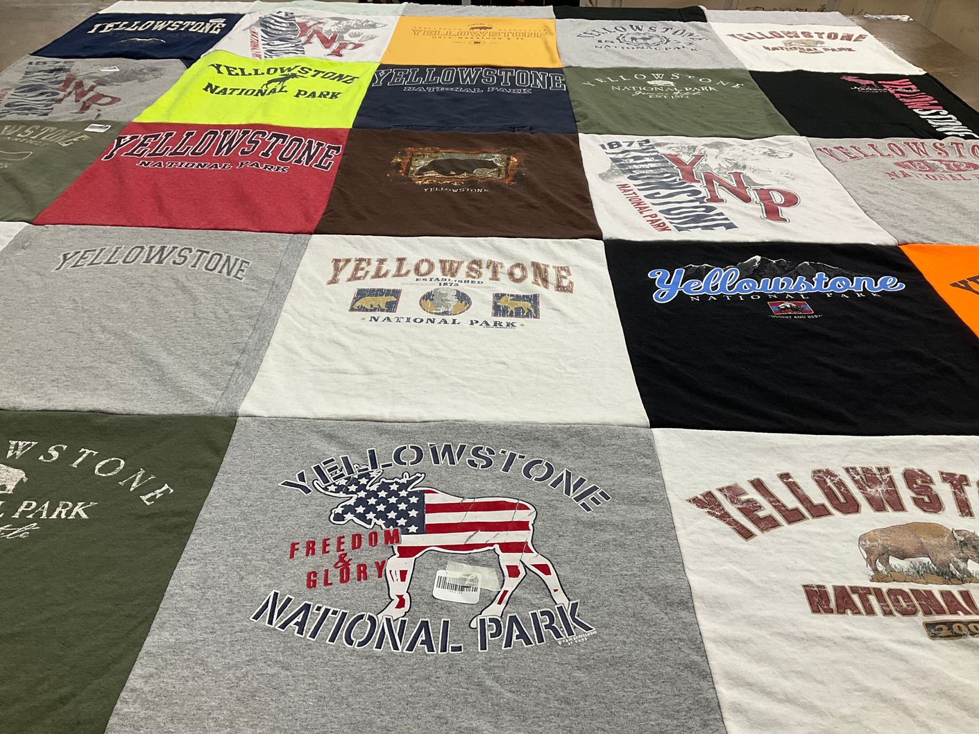 T-shirt quilt with national parks, outdoor activities themes by Jolynn from UT