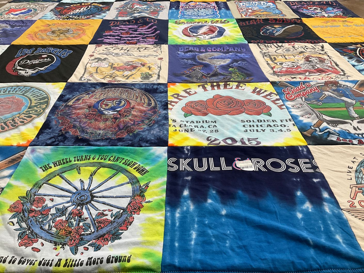 T-shirt quilt with music, concerts themes by JOHN from CA