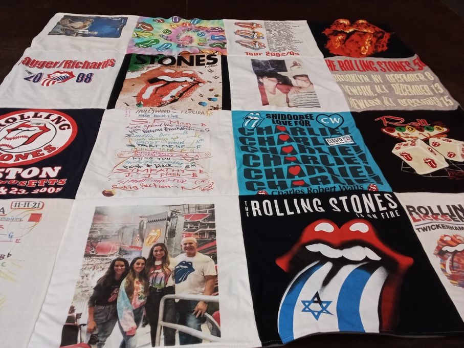 T-shirt quilt with music, rock themes by Lee from FL