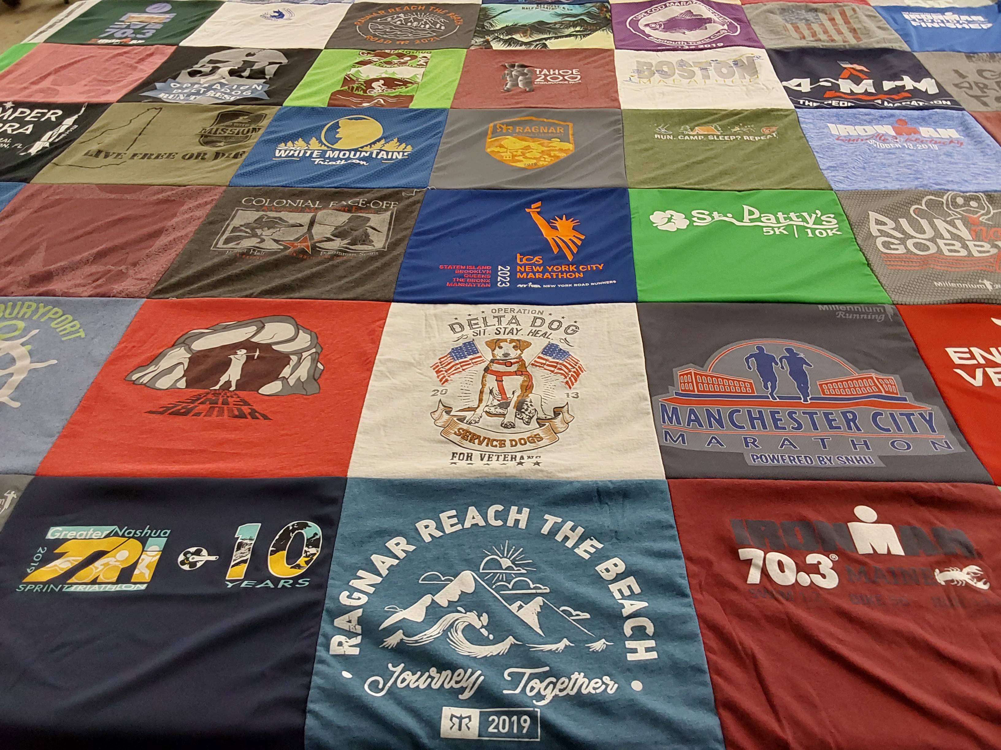 T-shirt quilt with running, marathons themes by Frank from NH