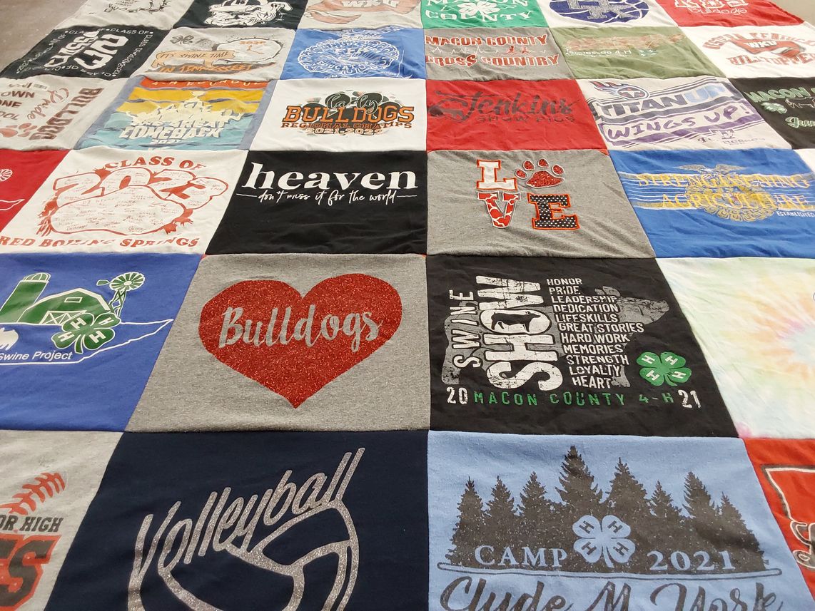 T-shirt quilt featuring macon county cross country, jean v. jenkins high school by Gregory from TN