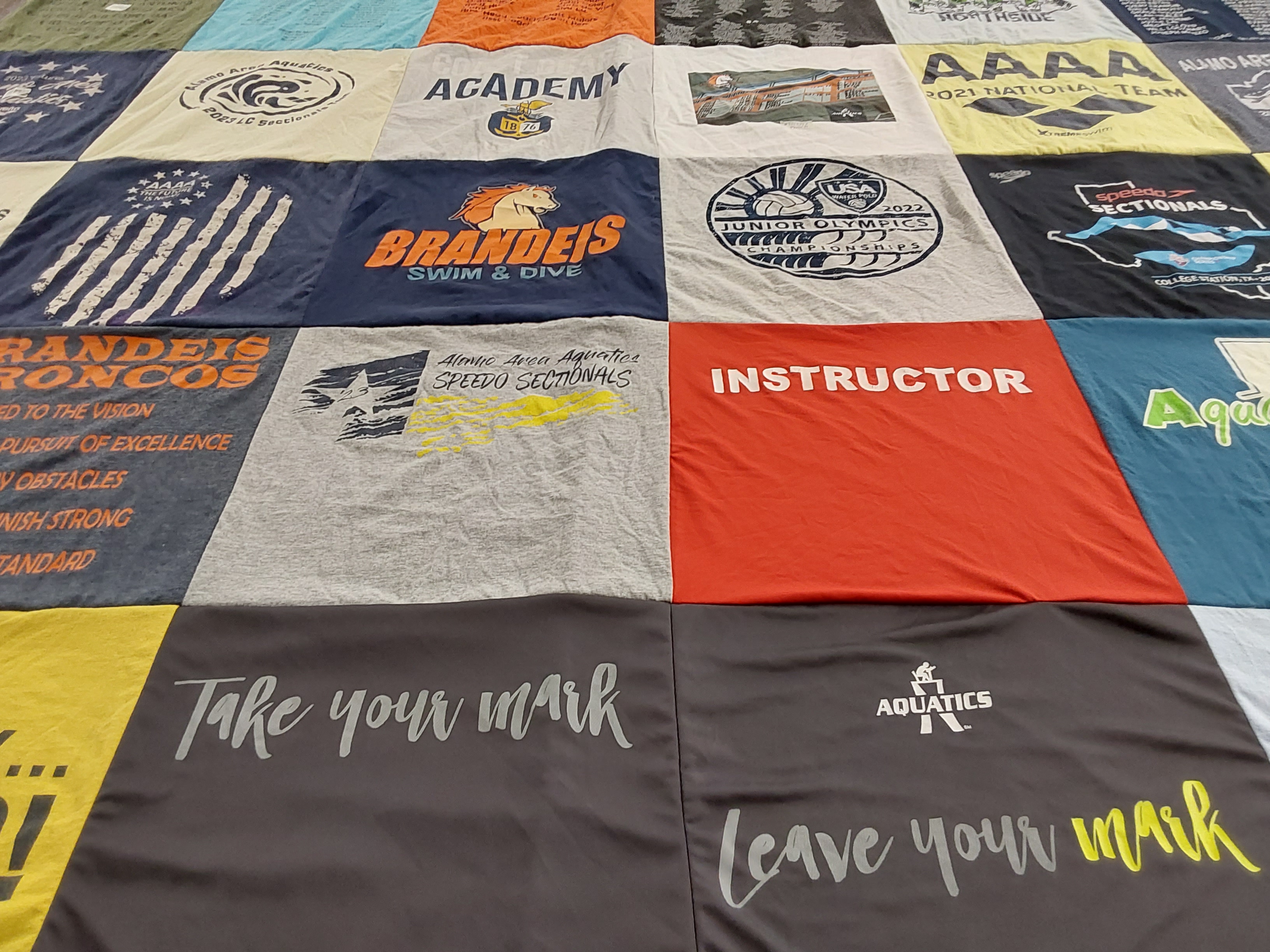 T-shirt quilt featuring brandeis swim and dive team by Angela from TX